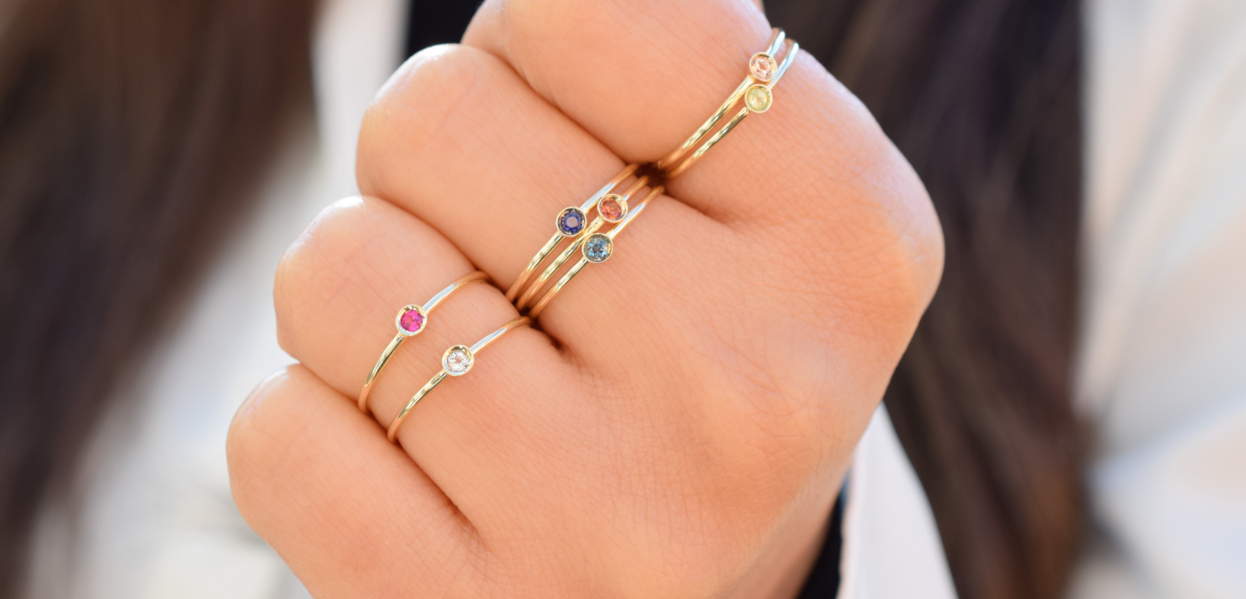 Aanschuifring goud, opaal gouden ring, 14k aanschuifring opaal