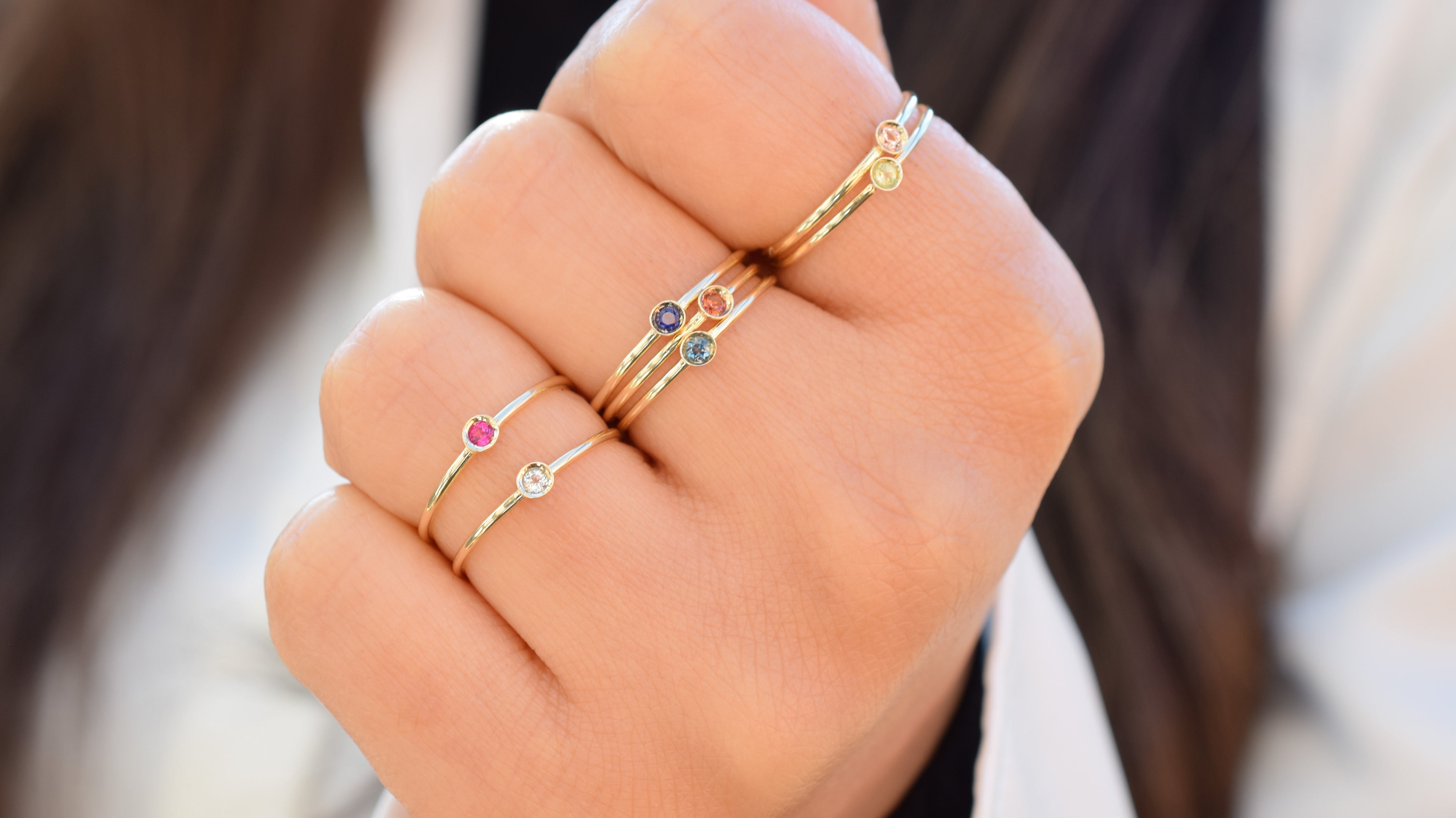 Aanschuifring goud, opaal gouden ring, 14k aanschuifring opaal