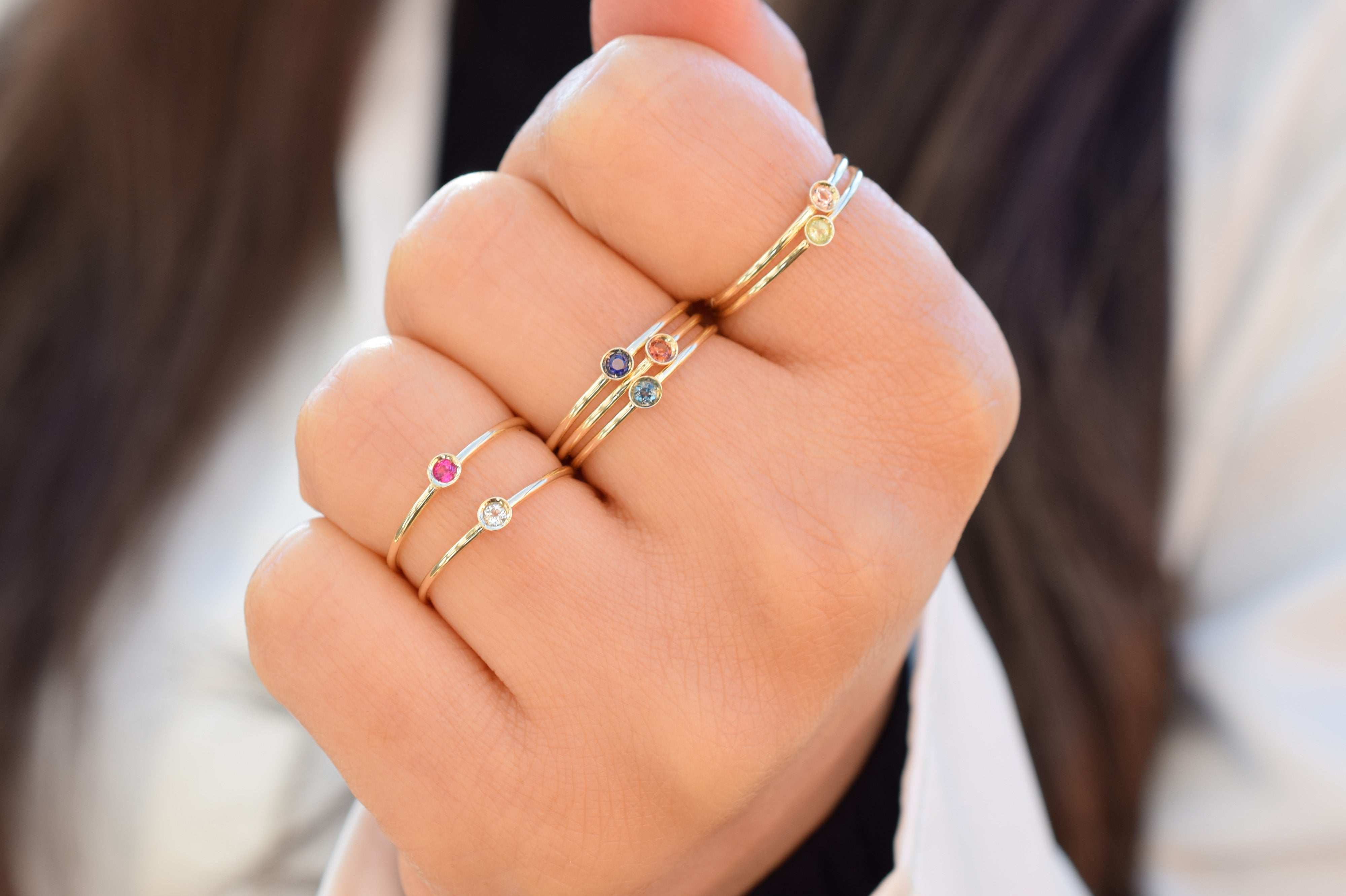 Aanschuifring goud, opaal gouden ring, 14k aanschuifring opaal