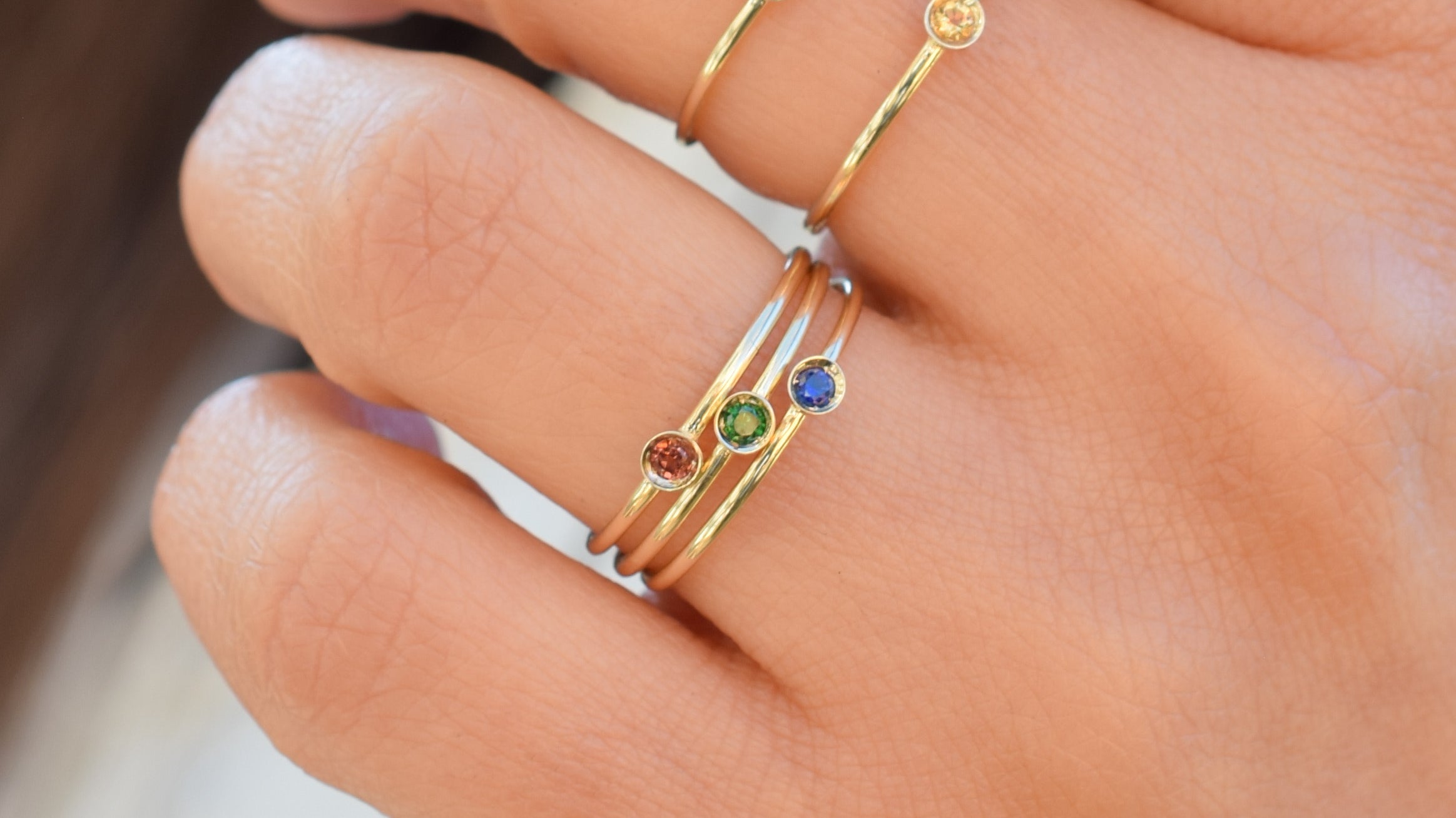 Ring saffier goud, aanschuifring saffier, 14k ring saffier