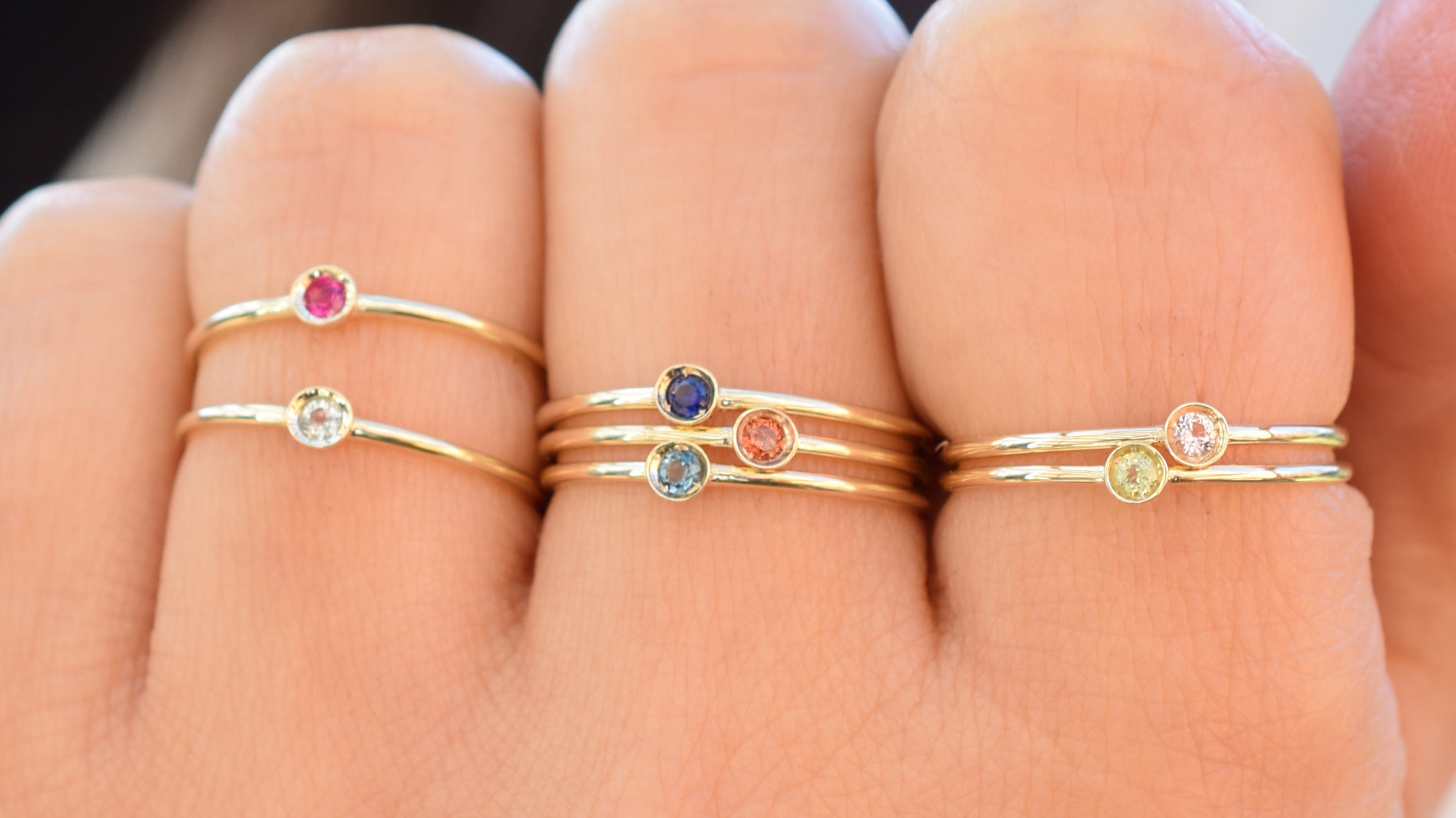 Ring saffier goud, aanschuifring saffier, 14k ring saffier