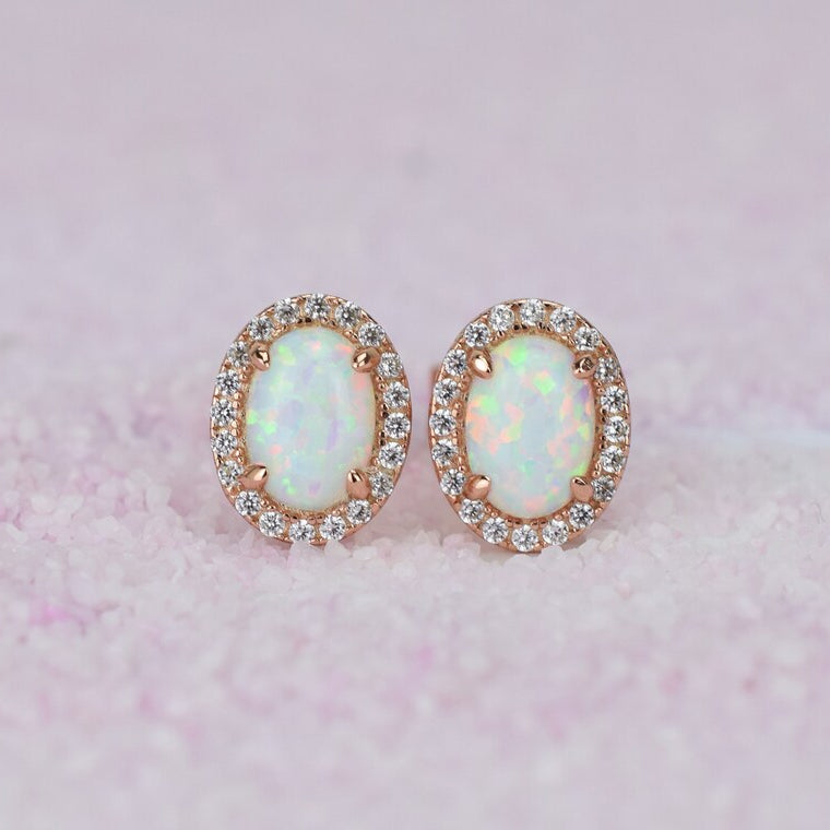 VerOna Opaal Ovaal Oorknoppen