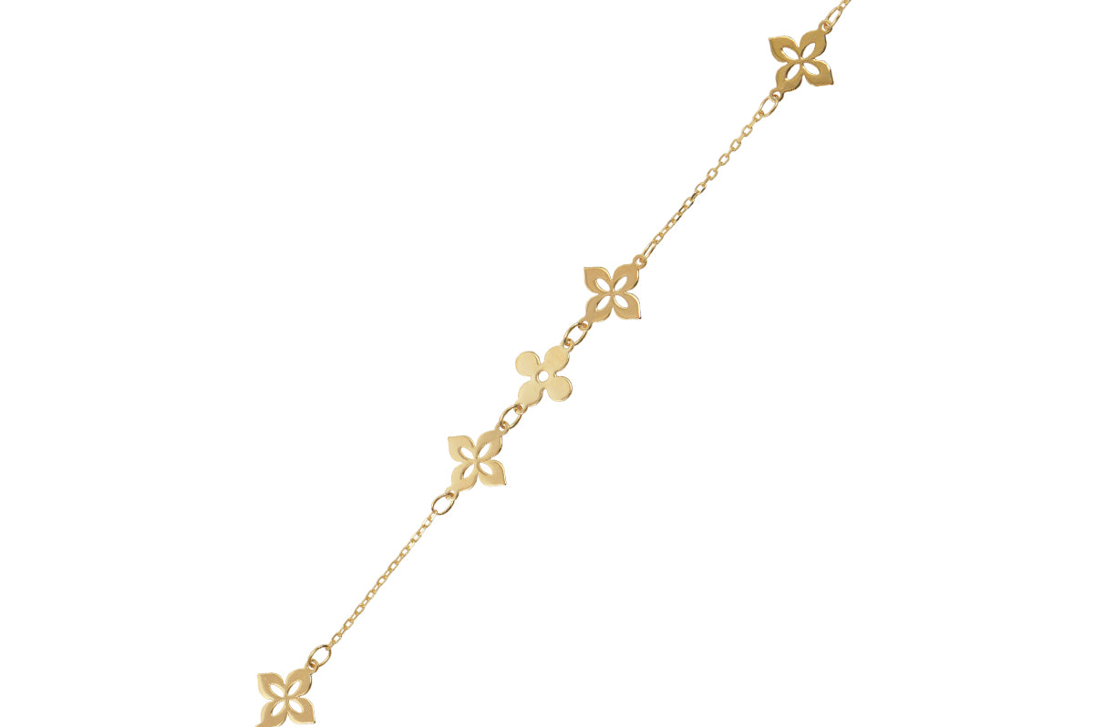 dames armband goud, gouden bloemen dames armband, gouden dames armband 14k goud