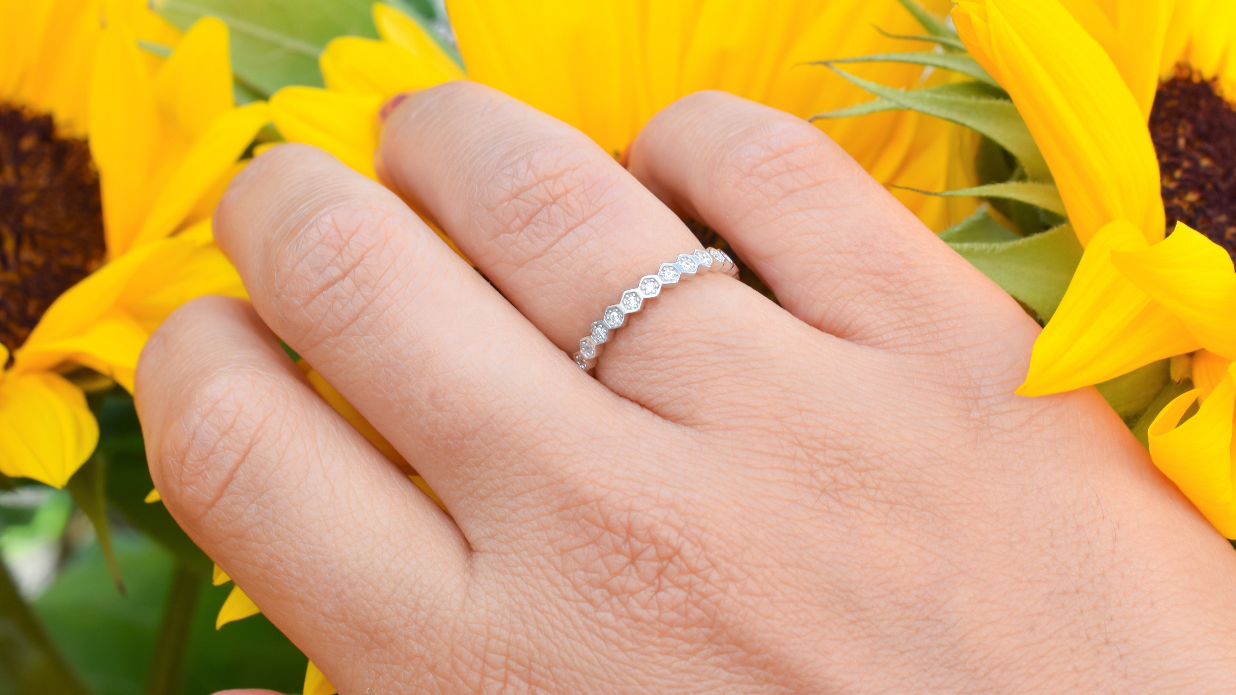 gouden honingraat aanschuifring, aanschuifring rosegoud, gouden ring honey, unieke ring, stapelring zilver, rosegoud aanschuifring