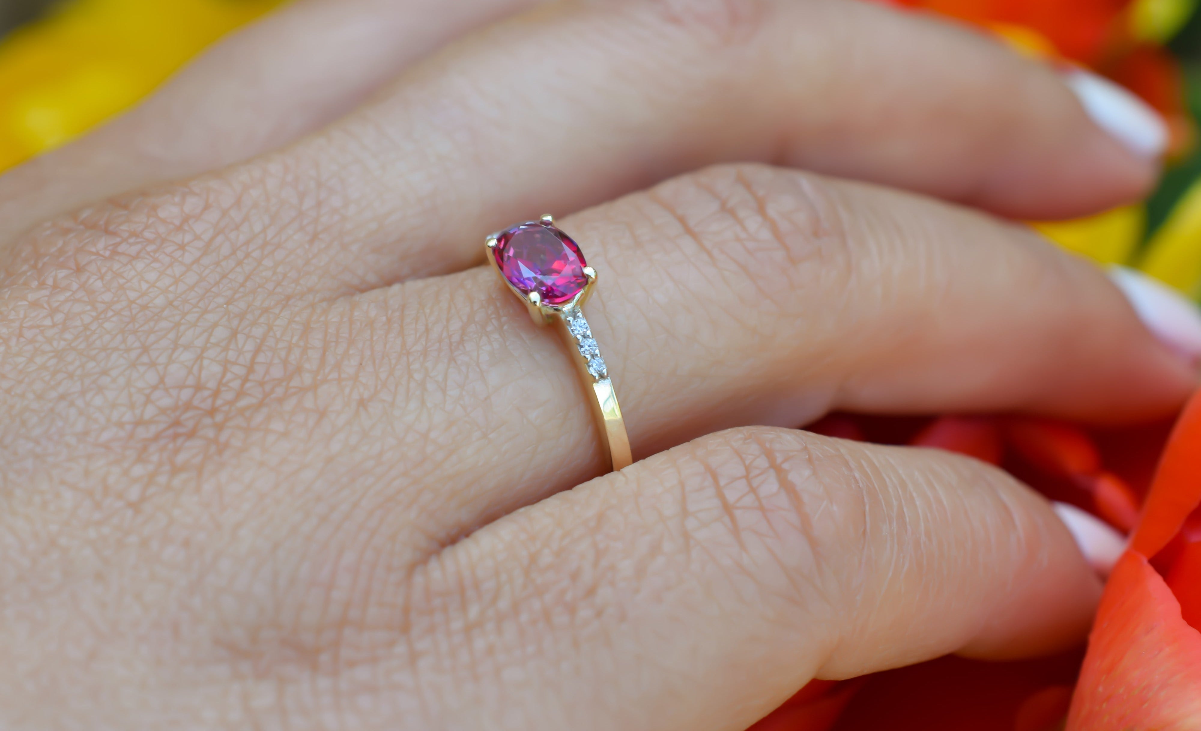 14k topaas ring, 14k rode topaas ring, swarovski ring, swarovski topaas ring, gouden topaas ring, swarovski gouden ring, 14k natuurlijke steen ring, birthstone ring, geboortesteen ring