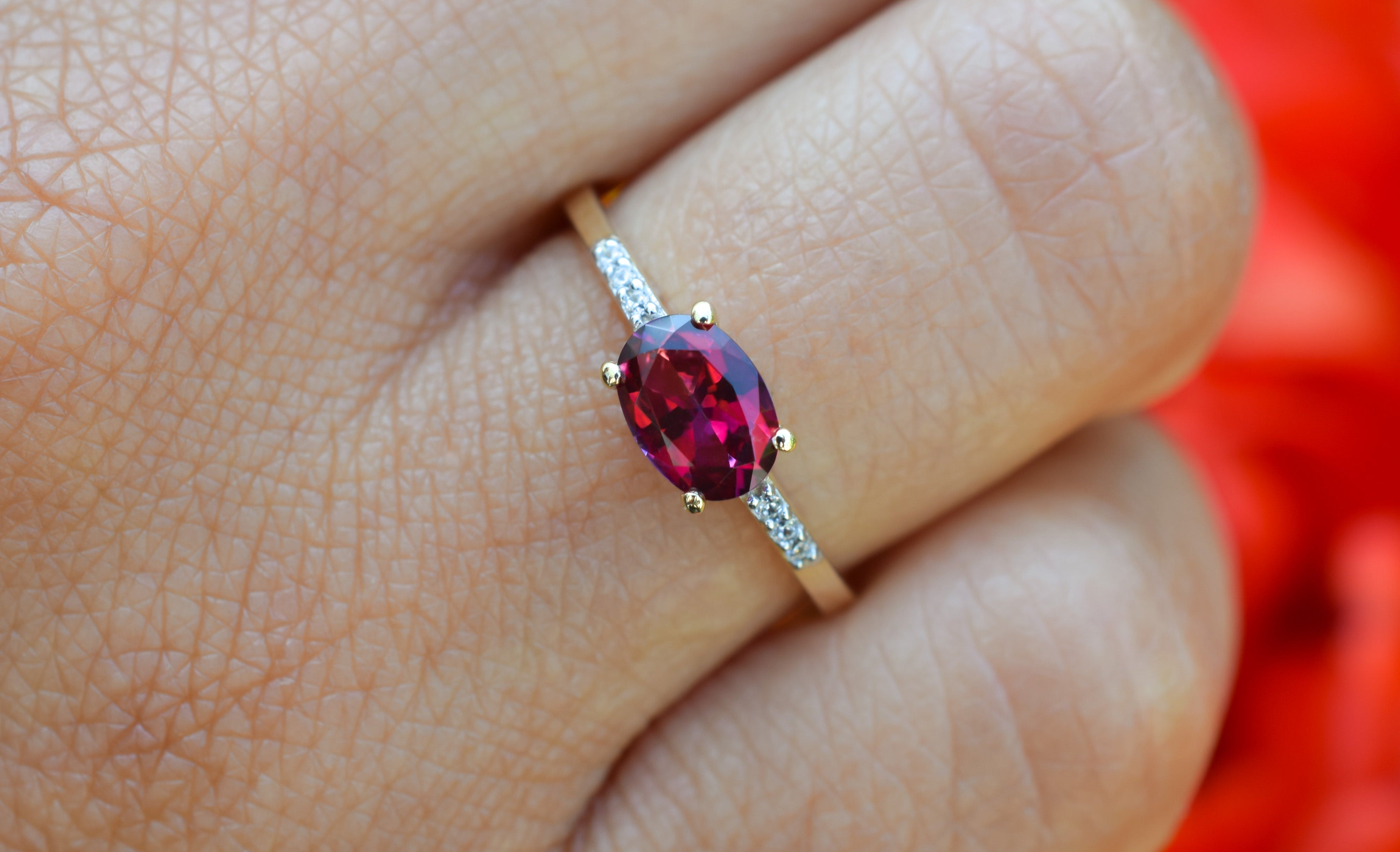 14k topaas ring, 14k rode topaas ring, swarovski ring, swarovski topaas ring, gouden topaas ring, swarovski gouden ring, 14k natuurlijke steen ring, birthstone ring, geboortesteen ring