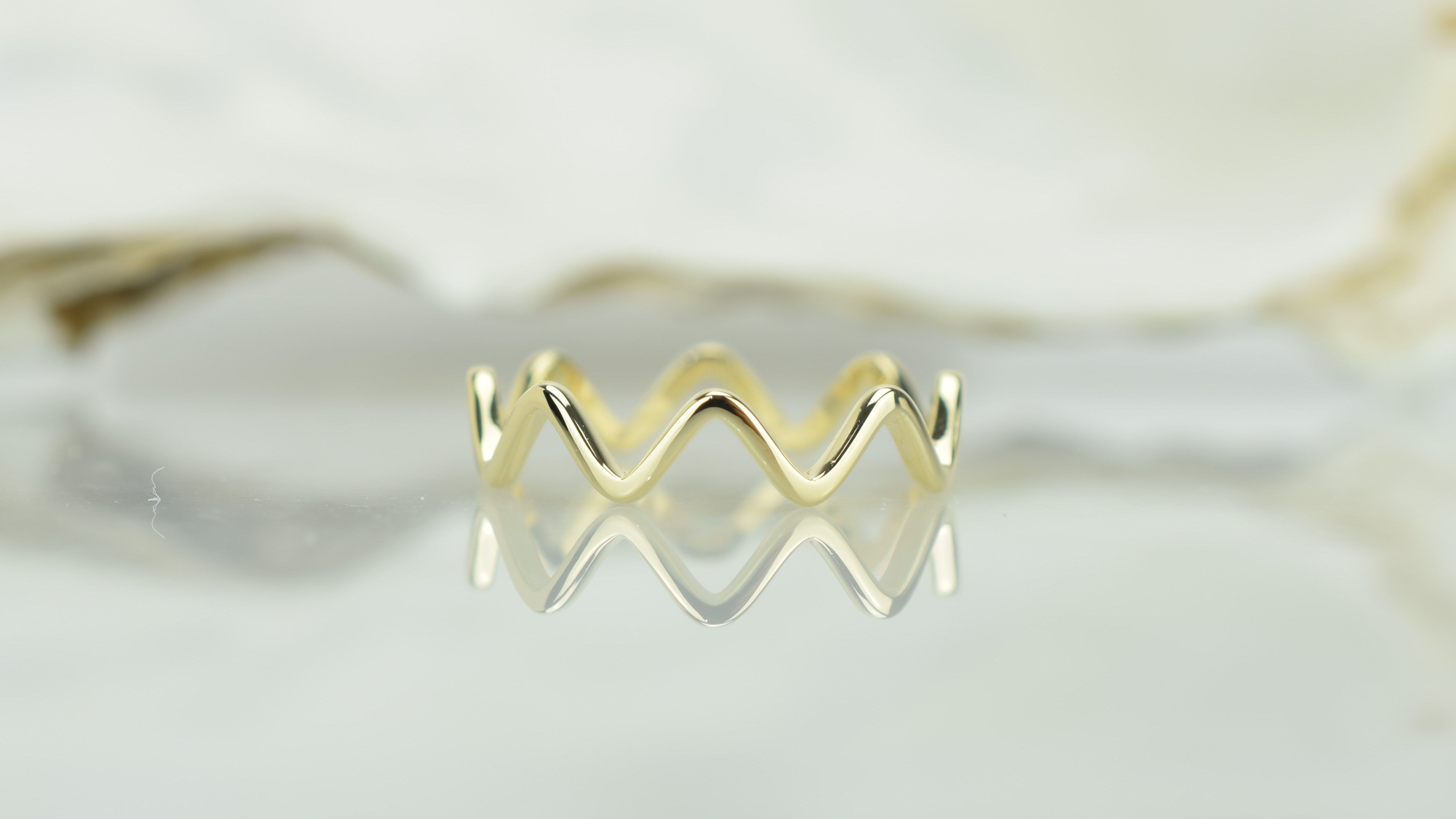 14k ring, Waves Ring, Zigzag ring goud, gold 14k ring, 14k aanschuifring