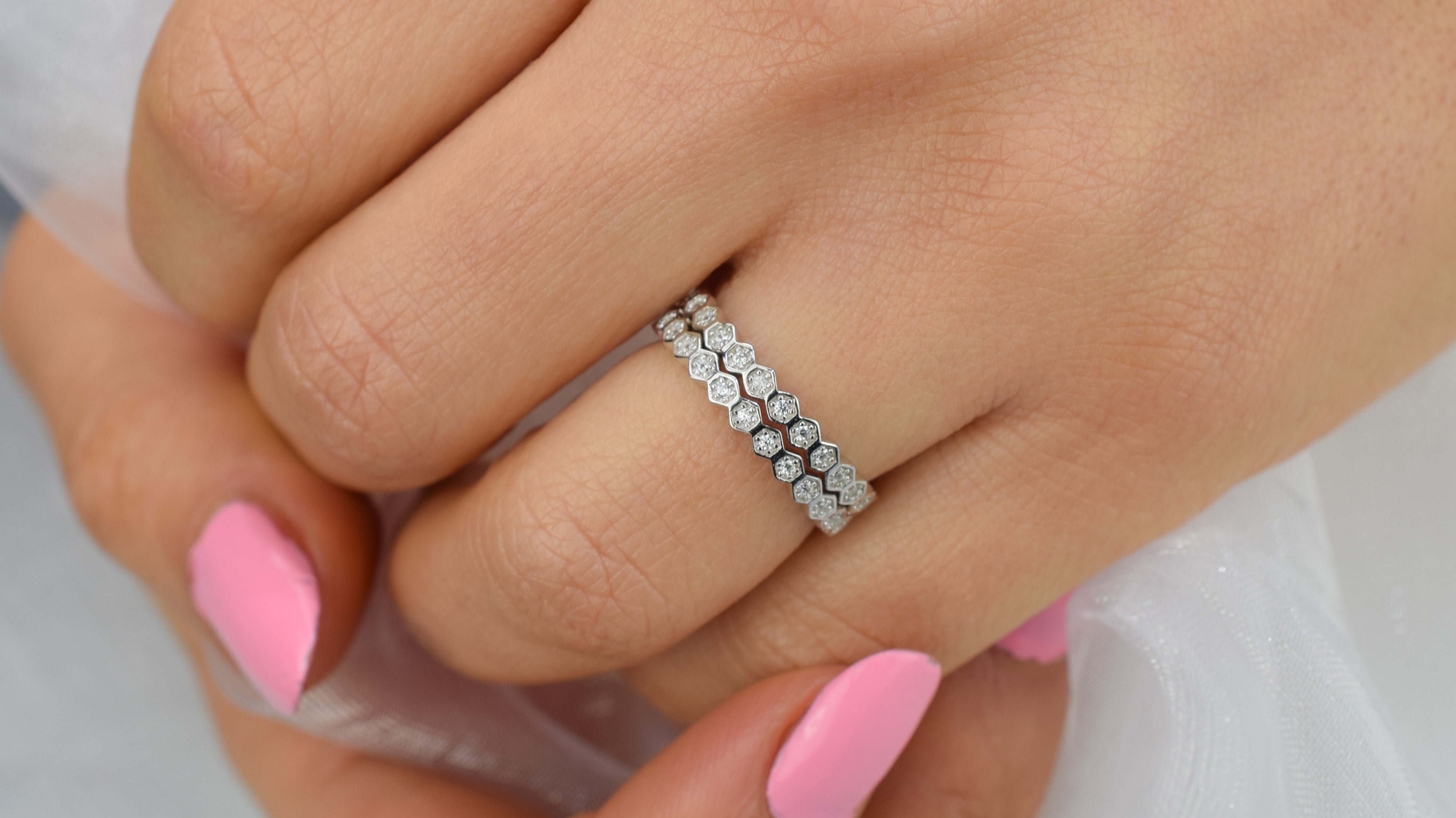 gouden honingraat aanschuifring, aanschuifring rosegoud, gouden ring honey, unieke ring, stapelring zilver, rosegoud aanschuifring