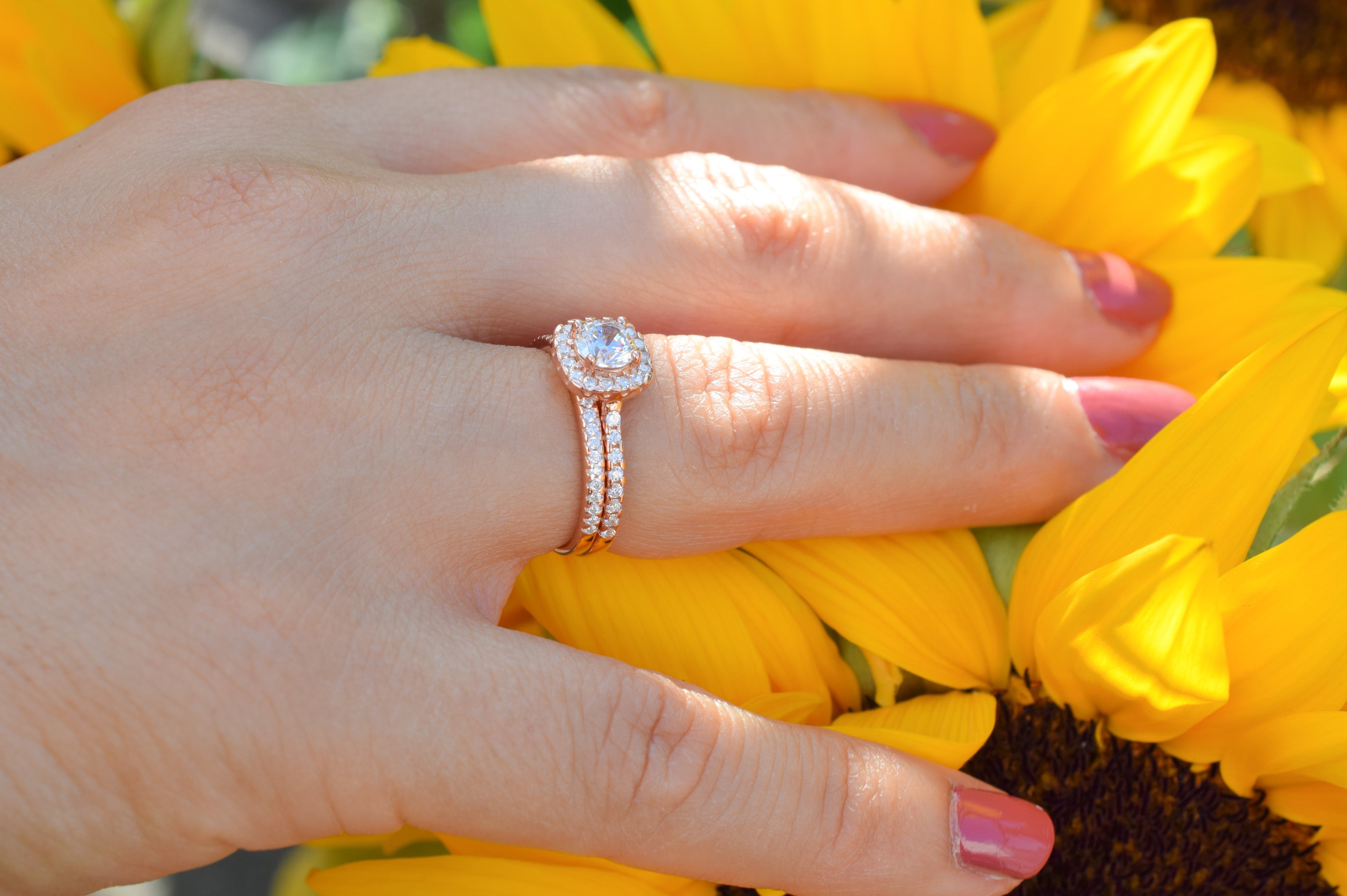 Ringset, Verlovingsring, trouwring, Halo ring, Zilveren ring, Gouden ringset, Solitaire ring, vriendschapsring, promise ring