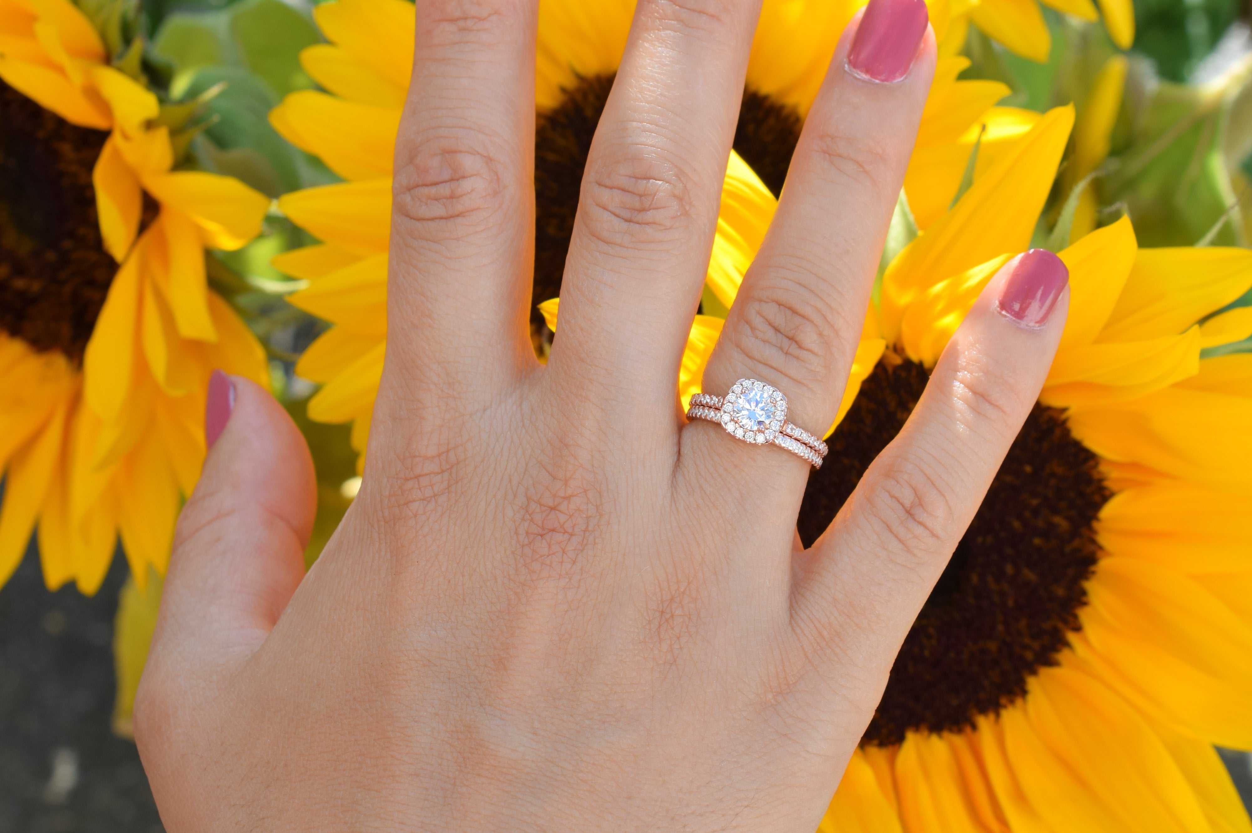 Ringset, Verlovingsring, trouwring, Halo ring, Zilveren ring, Gouden ringset, Solitaire ring, vriendschapsring, promise ring, Rose Gouden Ring, Art deco Ring