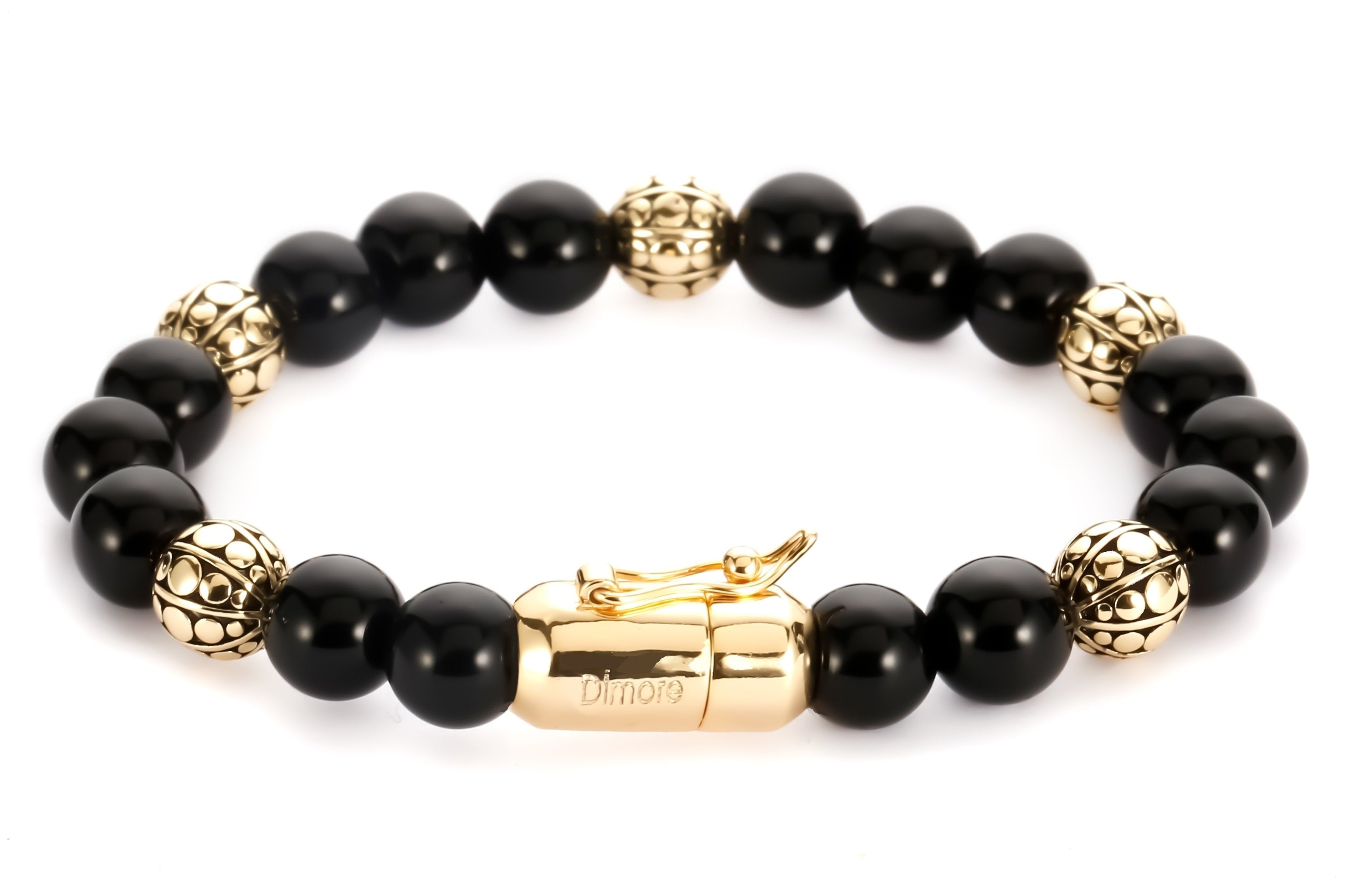 Black Ace Gold, Onyx bracelet, Onyx bead bracelet, Magnetic lock bracelet, Gold bead bracelet, black bead  bracelet, obsidian bracelet