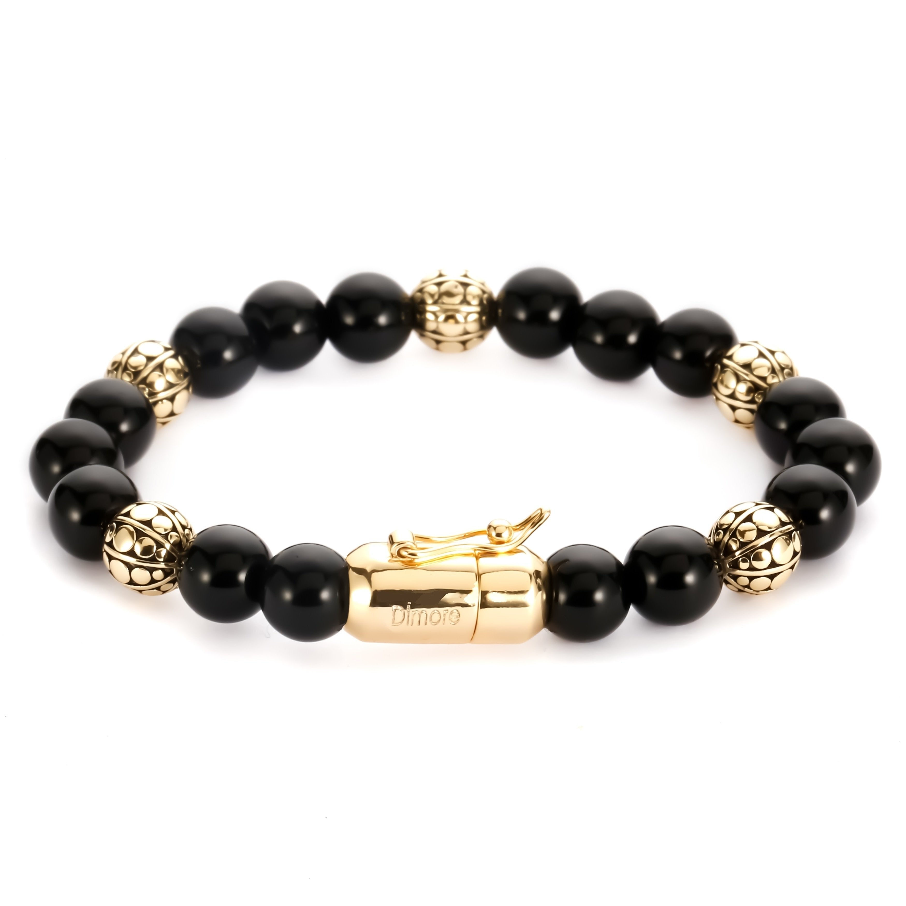Black Ace Gold, Onyx bracelet, Onyx bead bracelet, Magnetic lock bracelet, Gold bead bracelet, black bead  bracelet, obsidian bracelet