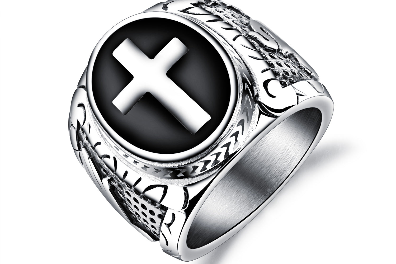 Mannen kruis ring, stoere mannen ring, mannen ring, kruis sieraad voor mannen, stalen ring, stalen kruis ring, grote mannen ring