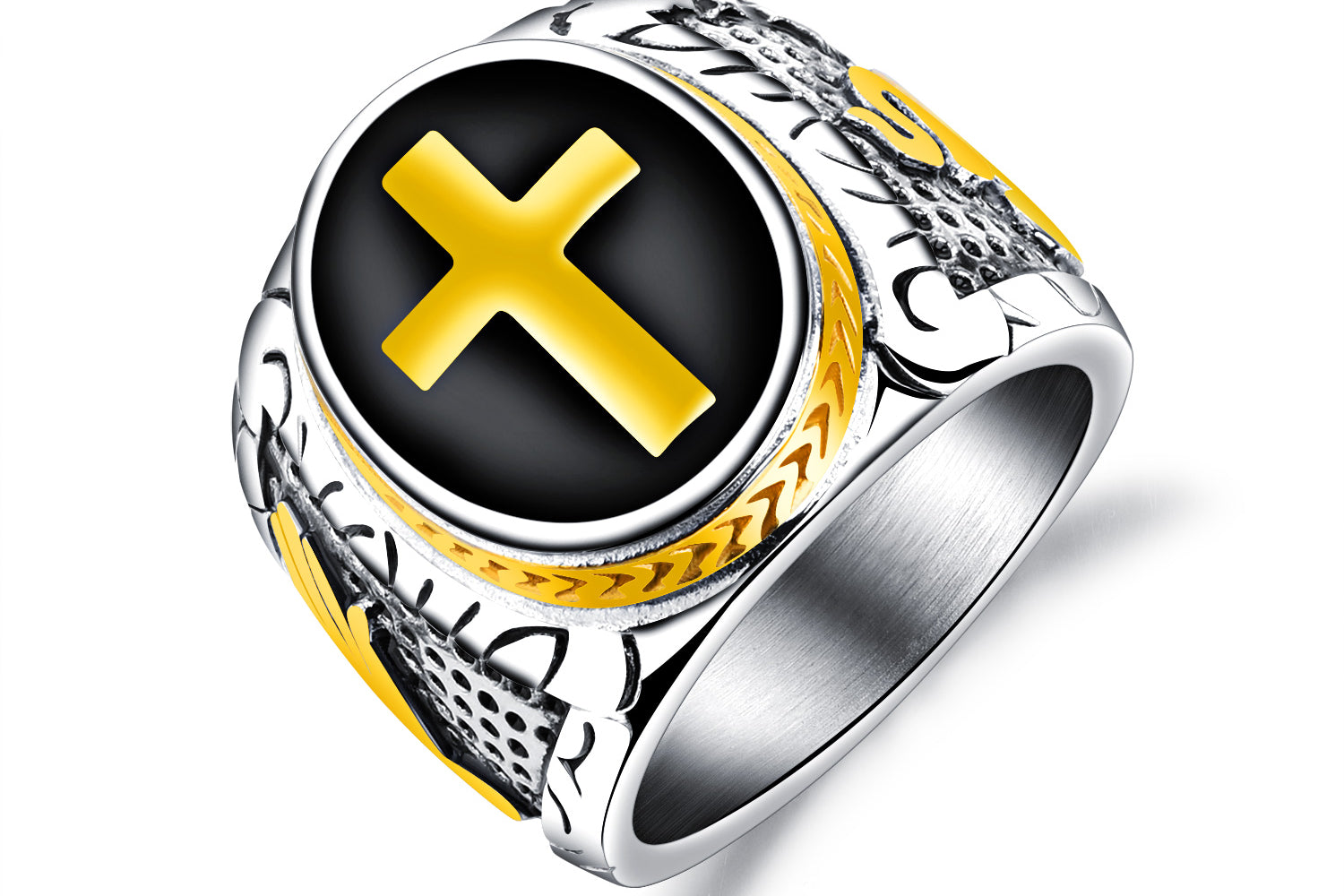 Mannen kruis ring, stoere mannen ring, mannen ring, kruis sieraad voor mannen, stalen ring, stalen kruis ring, grote mannen ring