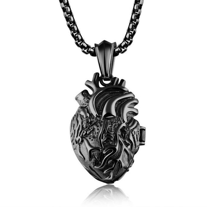 Medaillon hart ketting, ketting voo rmannen, zilveren ketting voor mannen, Medaillon hart voo rmannen, Medaillon ketting mannen, zwarte ketting voor mannen