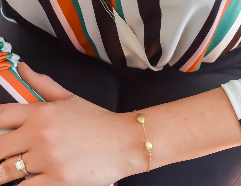 Dames armband 14k, armband met 2 hangers goud, gouden dames armband, verstselbare armband goud, 14k armband sieraden, dames 14k armband