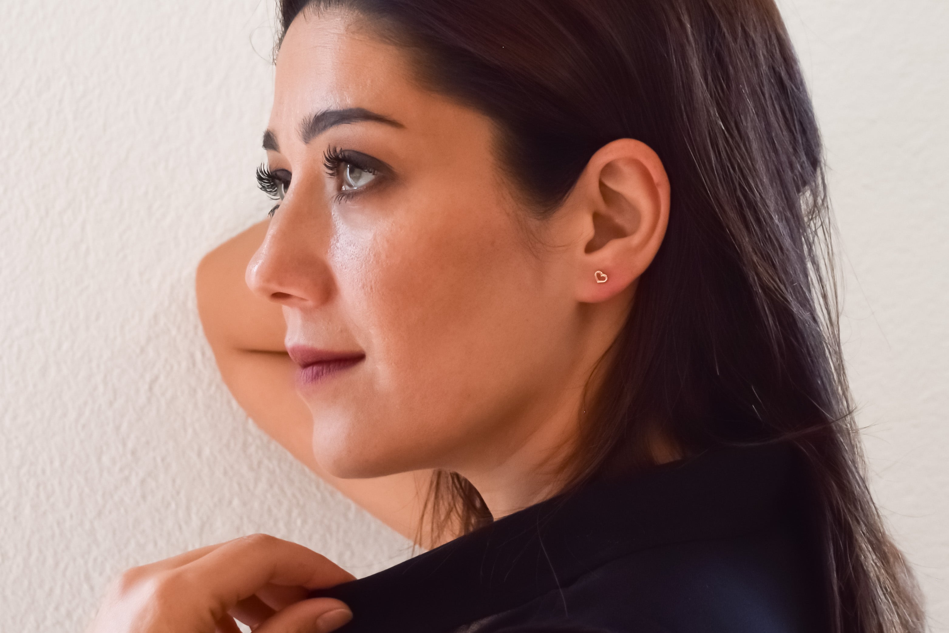 Gouden hart oorknoppen, 14 karaat oorbellen, oorbellen open hartjes, 14k kleine hartjes oorknoppen goud, oorbellen gouden voor dames, kinder gouden oorbellen hartjes