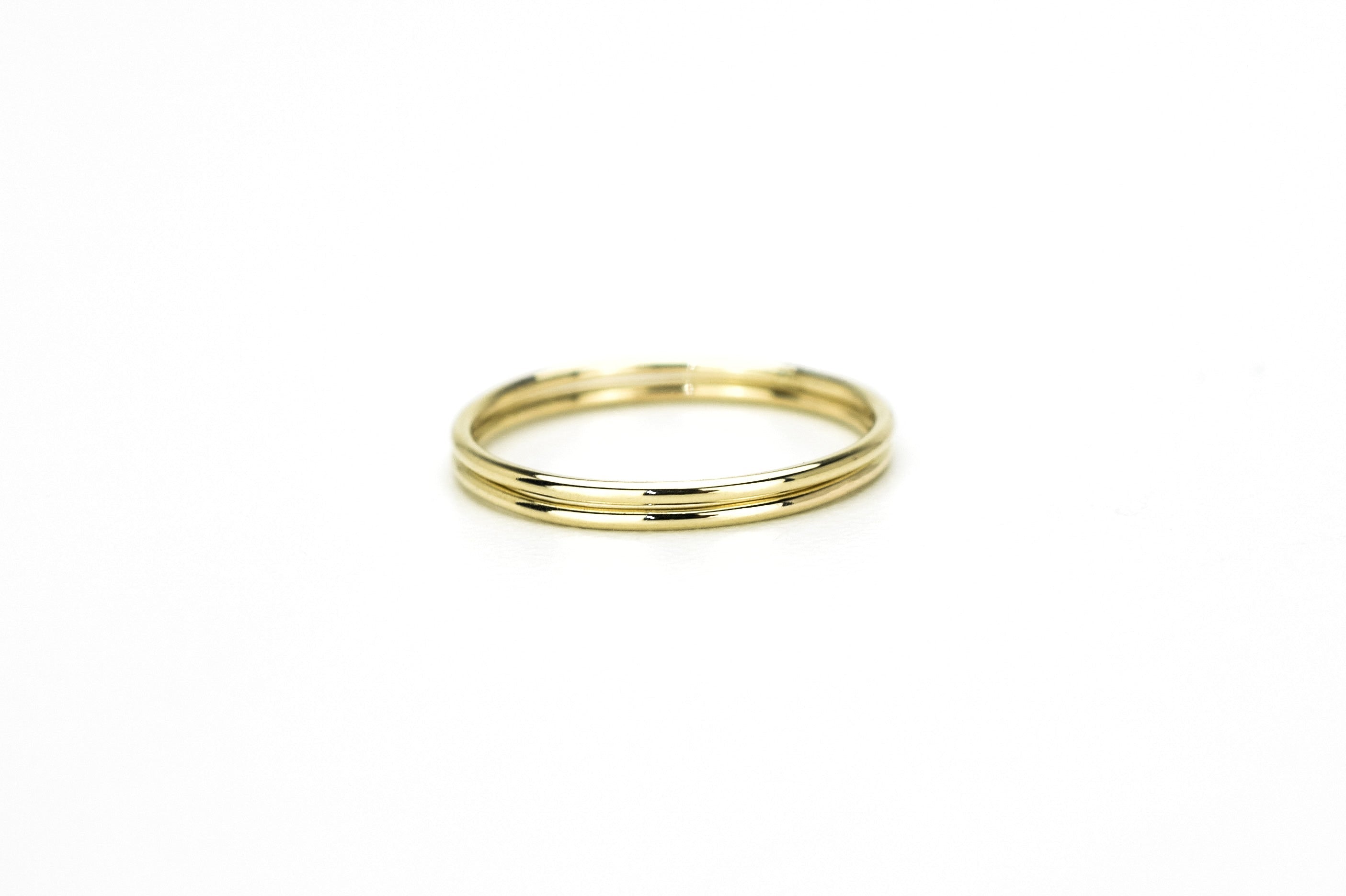 14k twee ringen, 2 aanschuif ringen, Stacking ringen 14k goud, twee gepolijste ringen 14k goud, 2 klassieke ringen goud, 585 gouden ringen