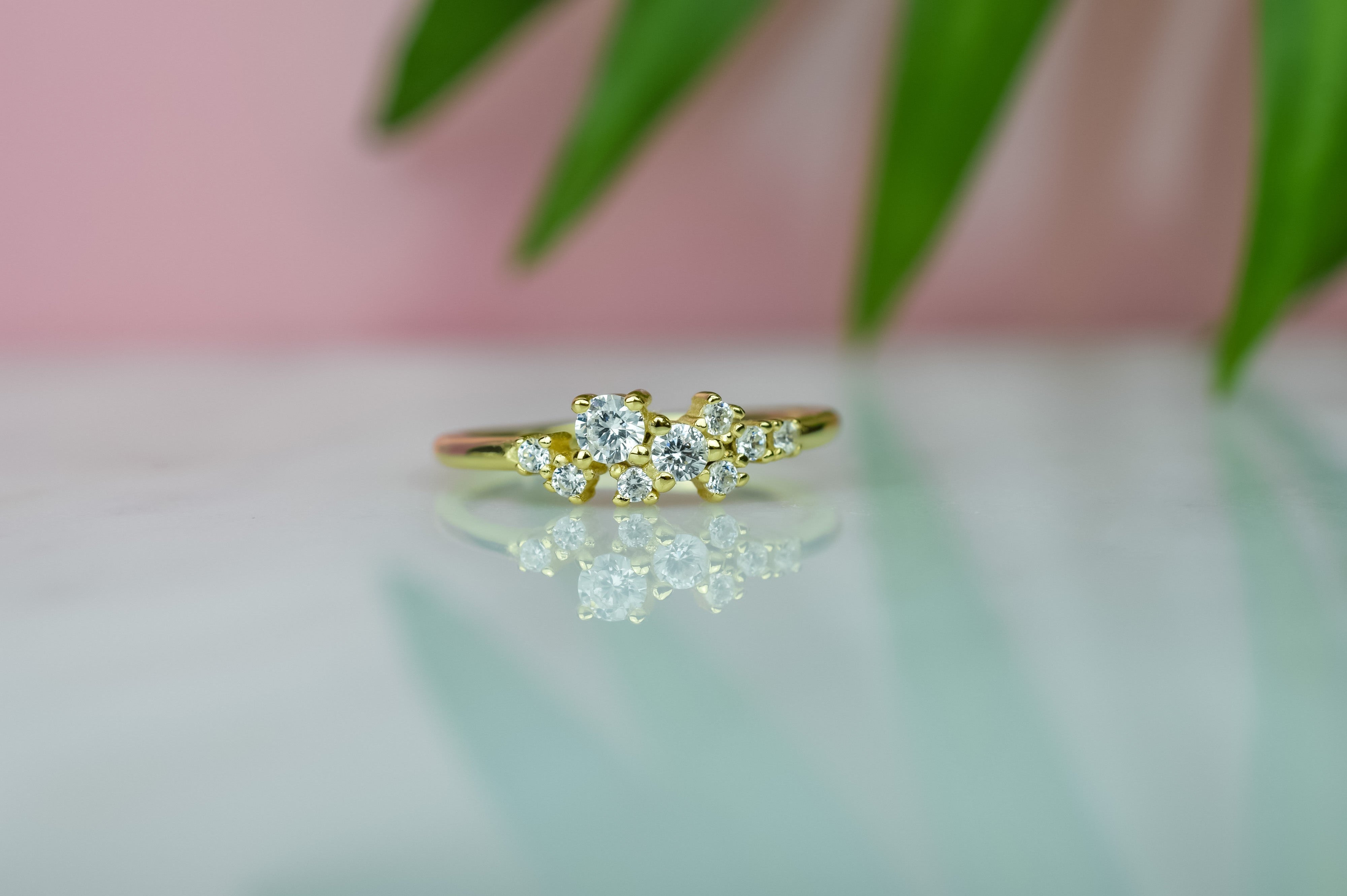 Cluster ring goud, zilveren ring met stenen, ring rosegoud, unieke ring, dames ring, gouden dames ring, zilveren feestelijke ring, promise ring goud, verlovingsring zilver