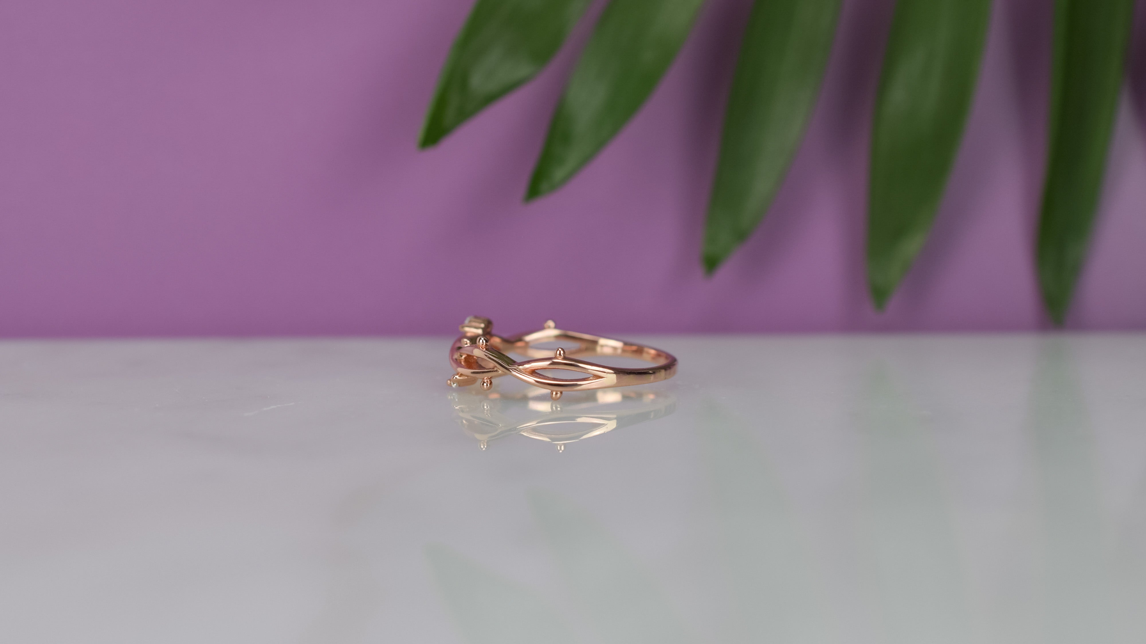 earth ring, 18k ring, eternity ring, rose gouden ring, branch ring