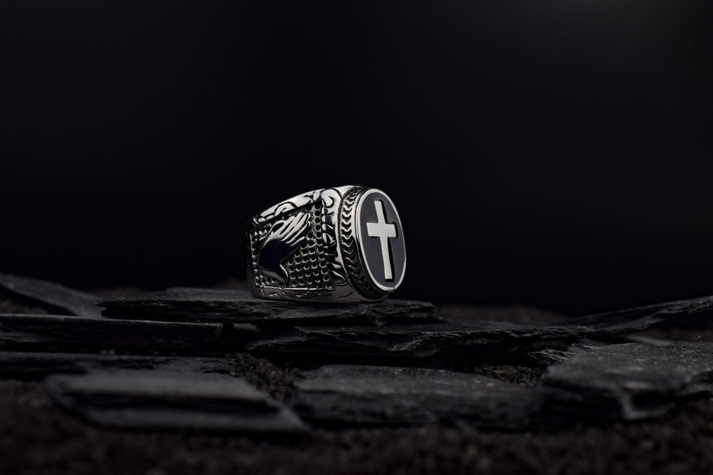 Mannen kruis ring, stoere mannen ring, mannen ring, kruis sieraad voor mannen, stalen ring, stalen kruis ring, grote mannen ring