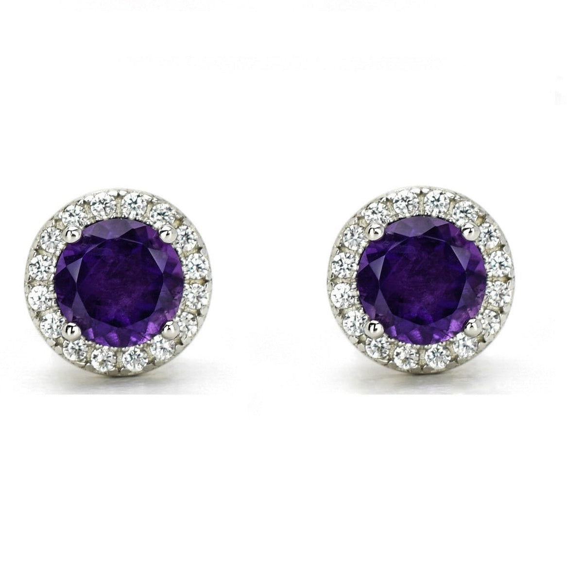 oorknoppen rond amethyst, paarse ronde oorbellen, amethyst paarse oorknoppen, halo oorbellen, kleine ronde oorbellen, birthstone oorbellen, geboortesteen oorbellen, gouden paarse oorbellen, rosegouden oorbellen, zilveren amethyst oorbellen