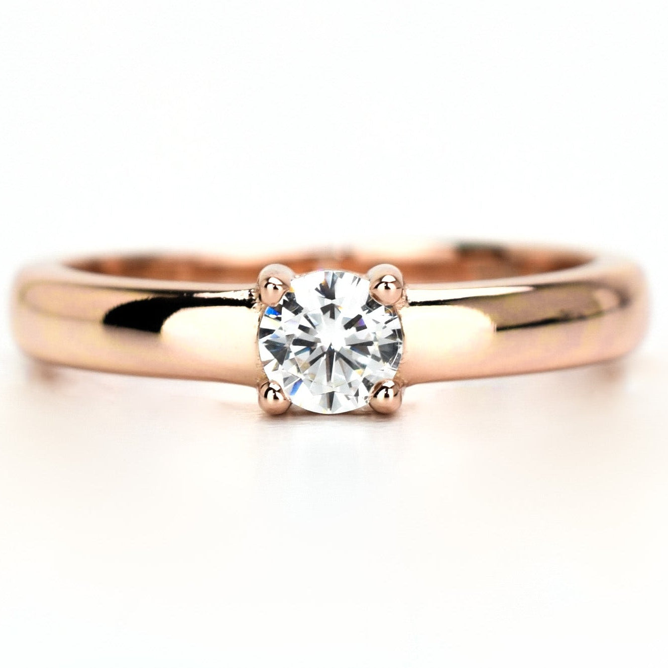 14k rosegouden ring, trouwring goud, rose gouden verlovingsring, stapelring goud, 14k gouden swaroski ring, swarovski ring goud, solitaire ring rose, 14k solitaire ring