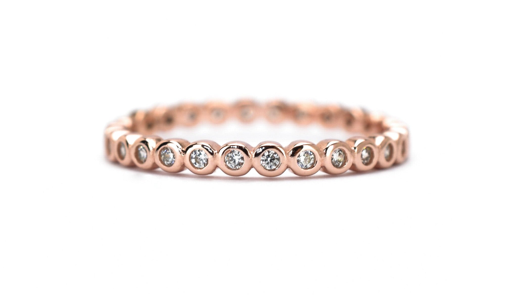rondjes ring, rose cirkel ring, rose rondjes ring, cirkel bezel ring, full eternity ring, aanschuifring rose, rose aanschuifring