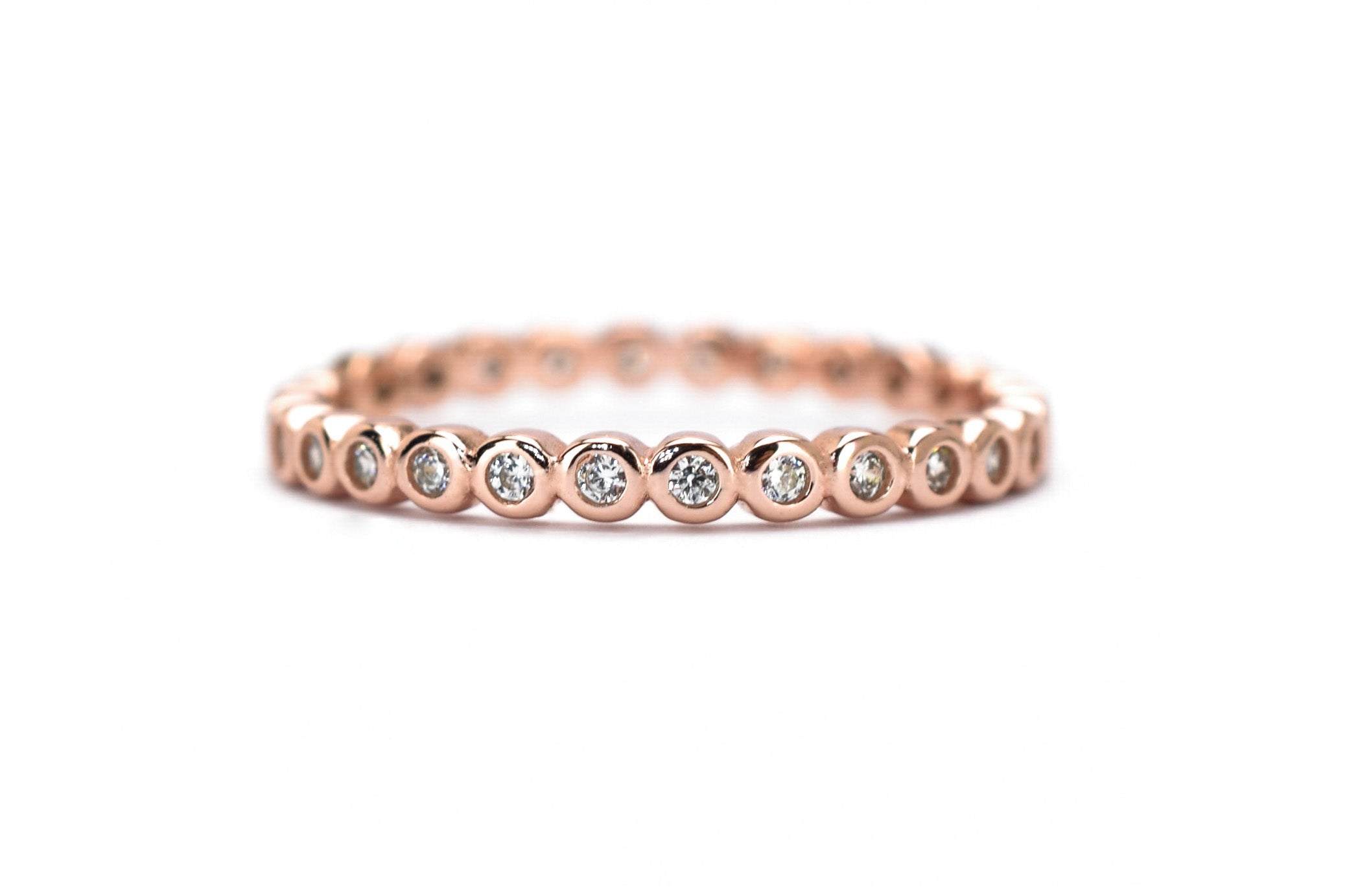 rondjes ring, rose cirkel ring, rose rondjes ring, cirkel bezel ring, full eternity ring, aanschuifring rose, rose aanschuifring