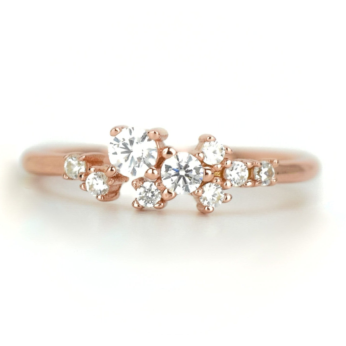 Cluster ring goud, zilveren ring met stenen, ring rosegoud, unieke ring, dames ring, gouden dames ring, zilveren feestelijke ring, promise ring goud, verlovingsring zilver