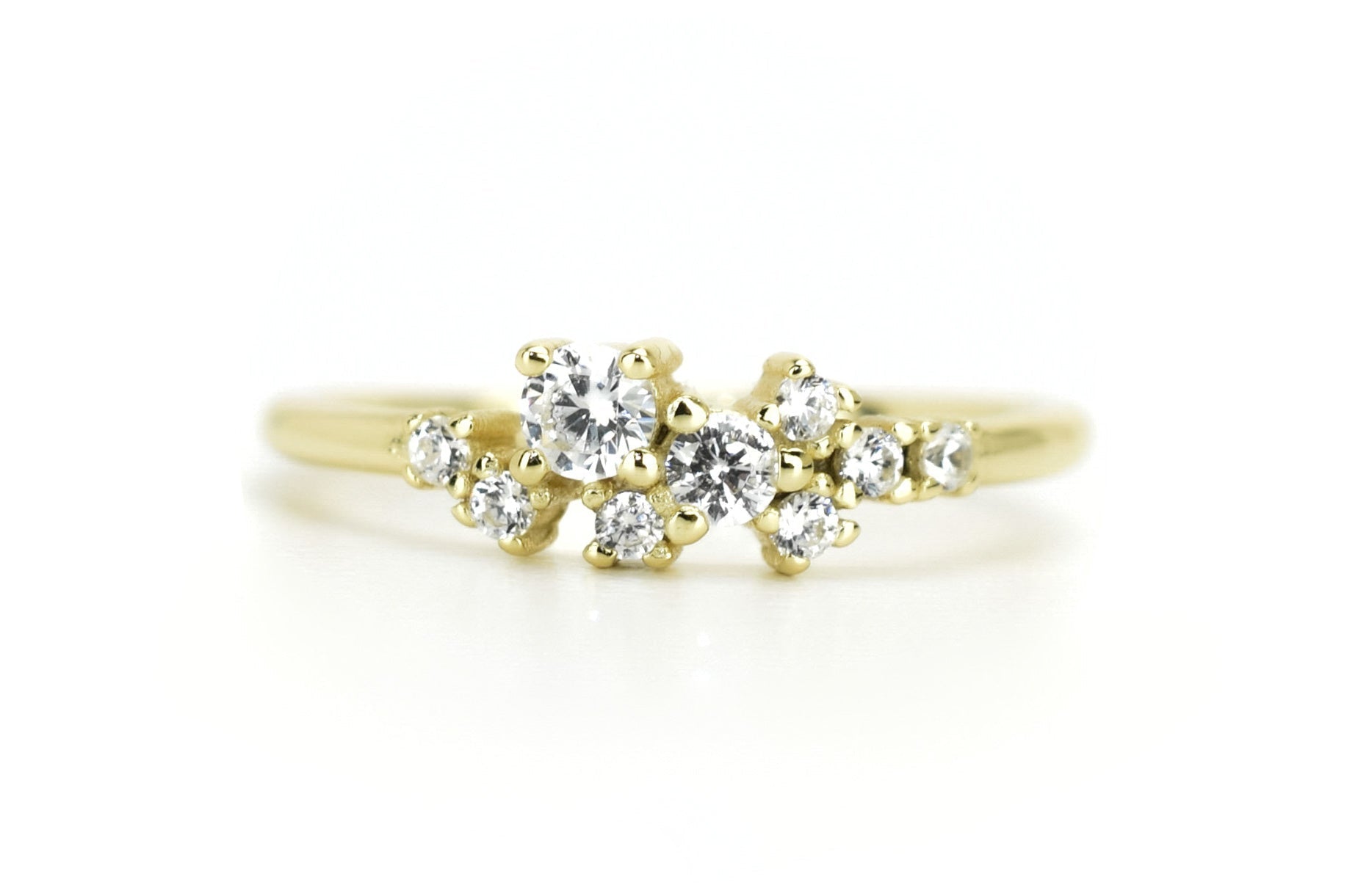 Cluster ring goud, zilveren ring met stenen, ring rosegoud, unieke ring, dames ring, gouden dames ring, zilveren feestelijke ring, promise ring goud, verlovingsring zilver