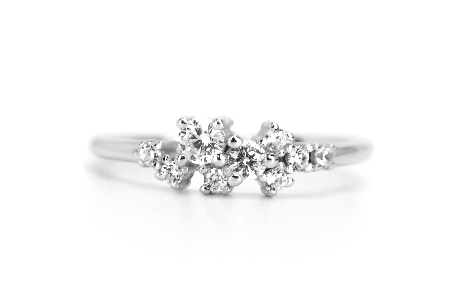 Cluster ring goud, zilveren ring met stenen, ring rosegoud, unieke ring, dames ring, gouden dames ring, zilveren feestelijke ring, promise ring goud, verlovingsring zilver