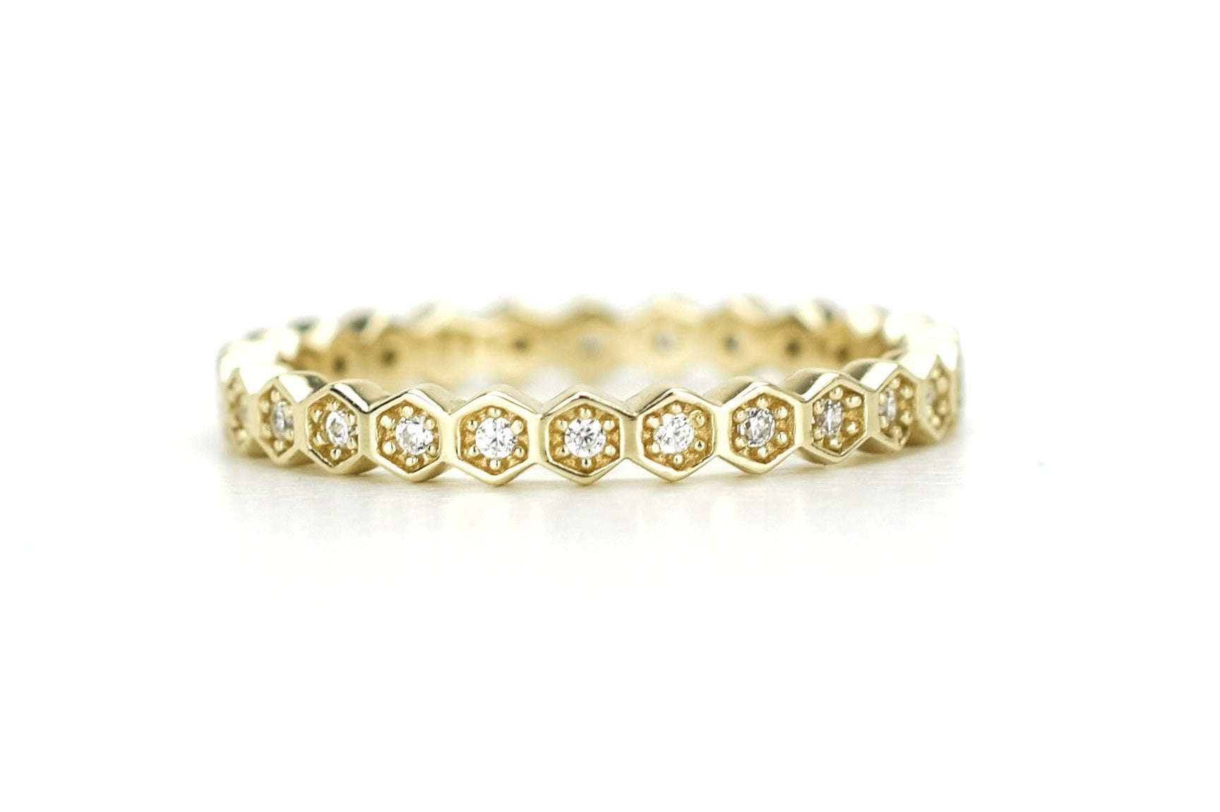 gouden honingraat aanschuifring, aanschuifring rosegoud, gouden ring honey, unieke ring, stapelring zilver, rosegoud aanschuifring