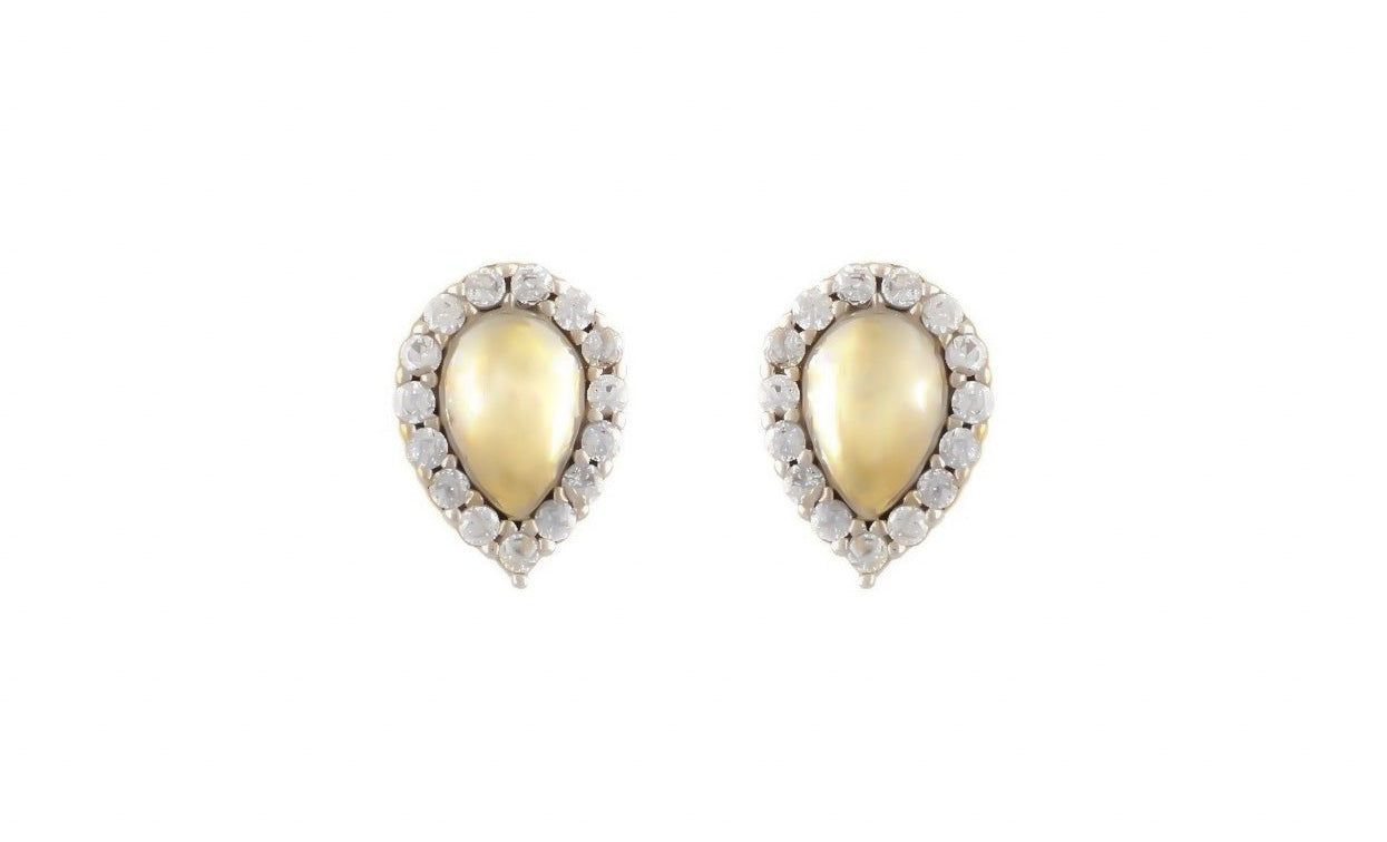 14k peer oorbellen, gouden oorbellen met stenen, 14 karaat druppel oorbellen, oorbellen met stenen, 14k oorbellen peer met stenen, halo oorbellen goud