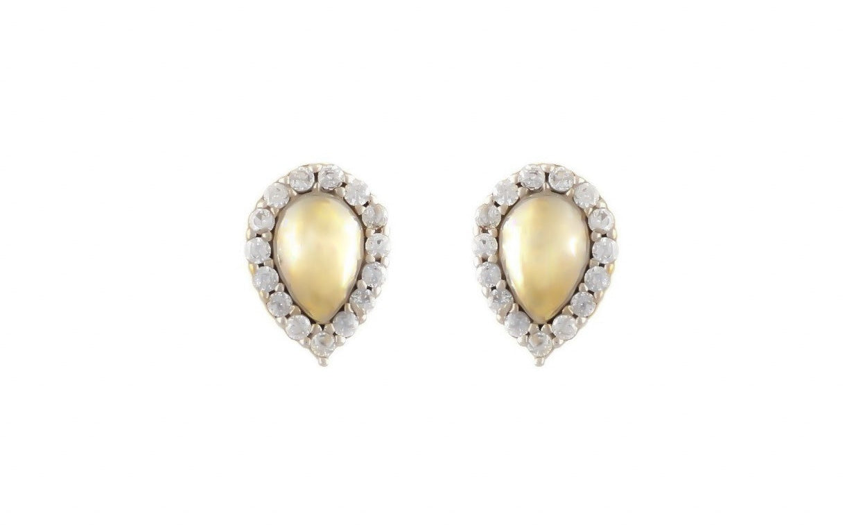 14k peer oorbellen, gouden oorbellen met stenen, 14 karaat druppel oorbellen, oorbellen met stenen, 14k oorbellen peer met stenen, halo oorbellen goud