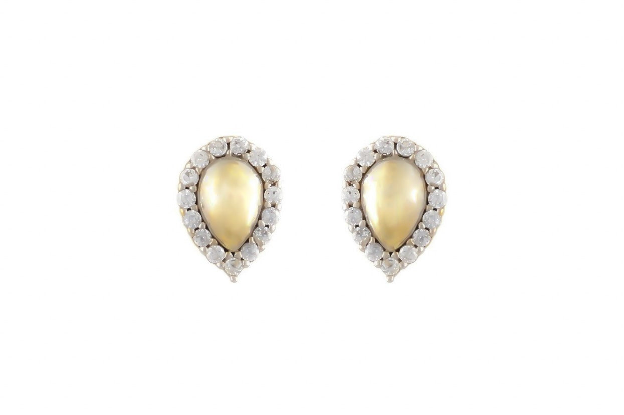 14k peer oorbellen, gouden oorbellen met stenen, 14 karaat druppel oorbellen, oorbellen met stenen, 14k oorbellen peer met stenen, halo oorbellen goud