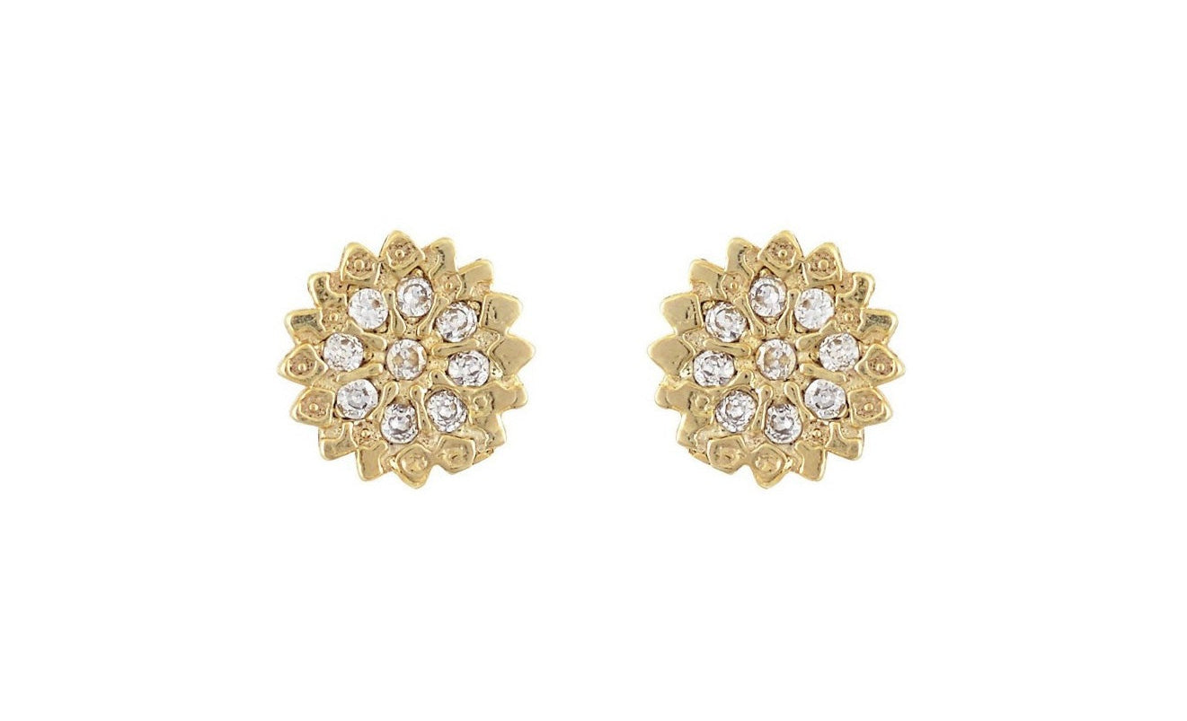 14k gouden bloemen oorbellen, gouden bloemen oorknoppen, oorbellen 14k bloemen motief oorbellen, oorknoppen 14karaat kleine bloemen met stenen