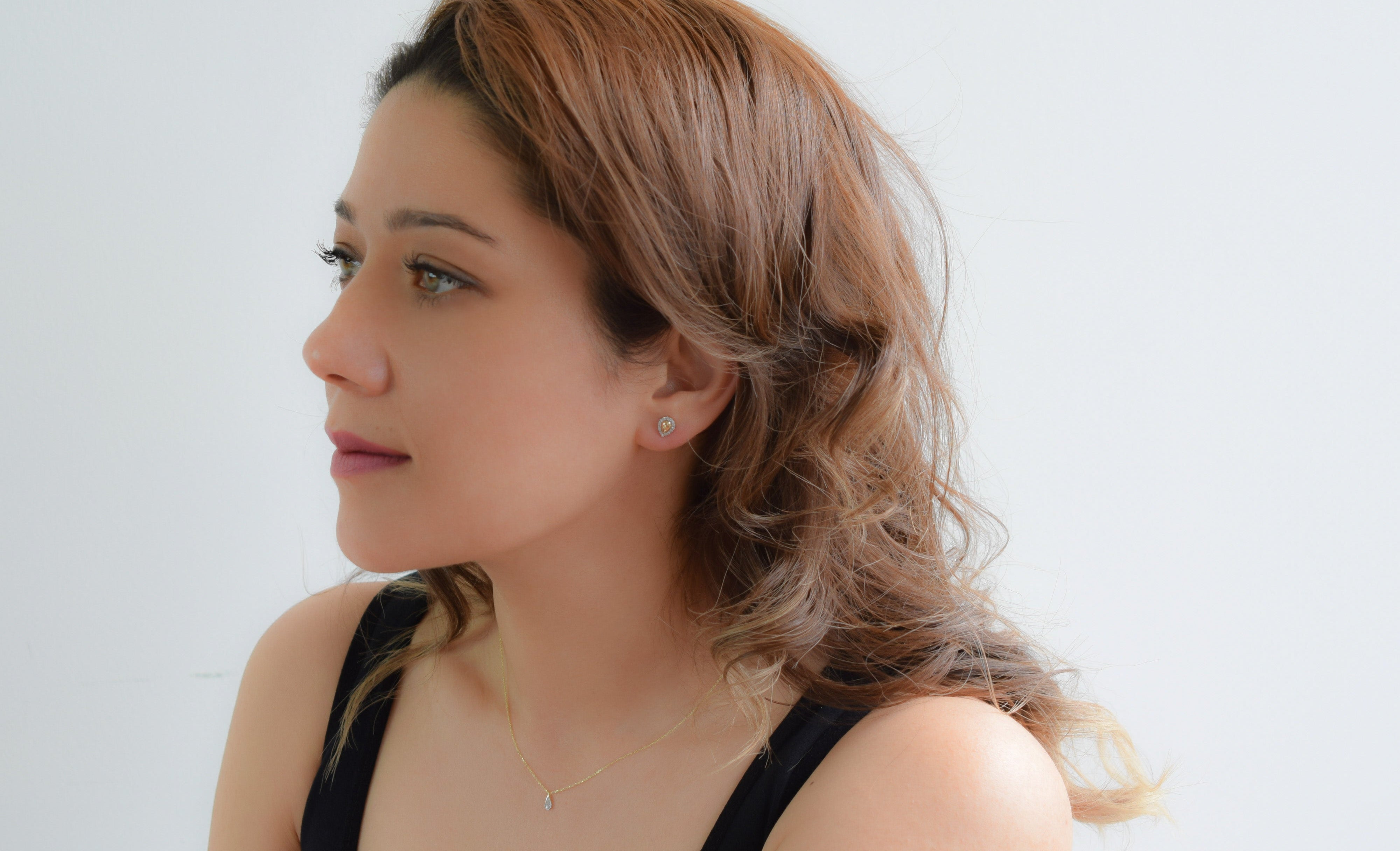 14k peer oorbellen, gouden oorbellen met stenen, 14 karaat druppel oorbellen, oorbellen met stenen, 14k oorbellen peer met stenen, halo oorbellen goud