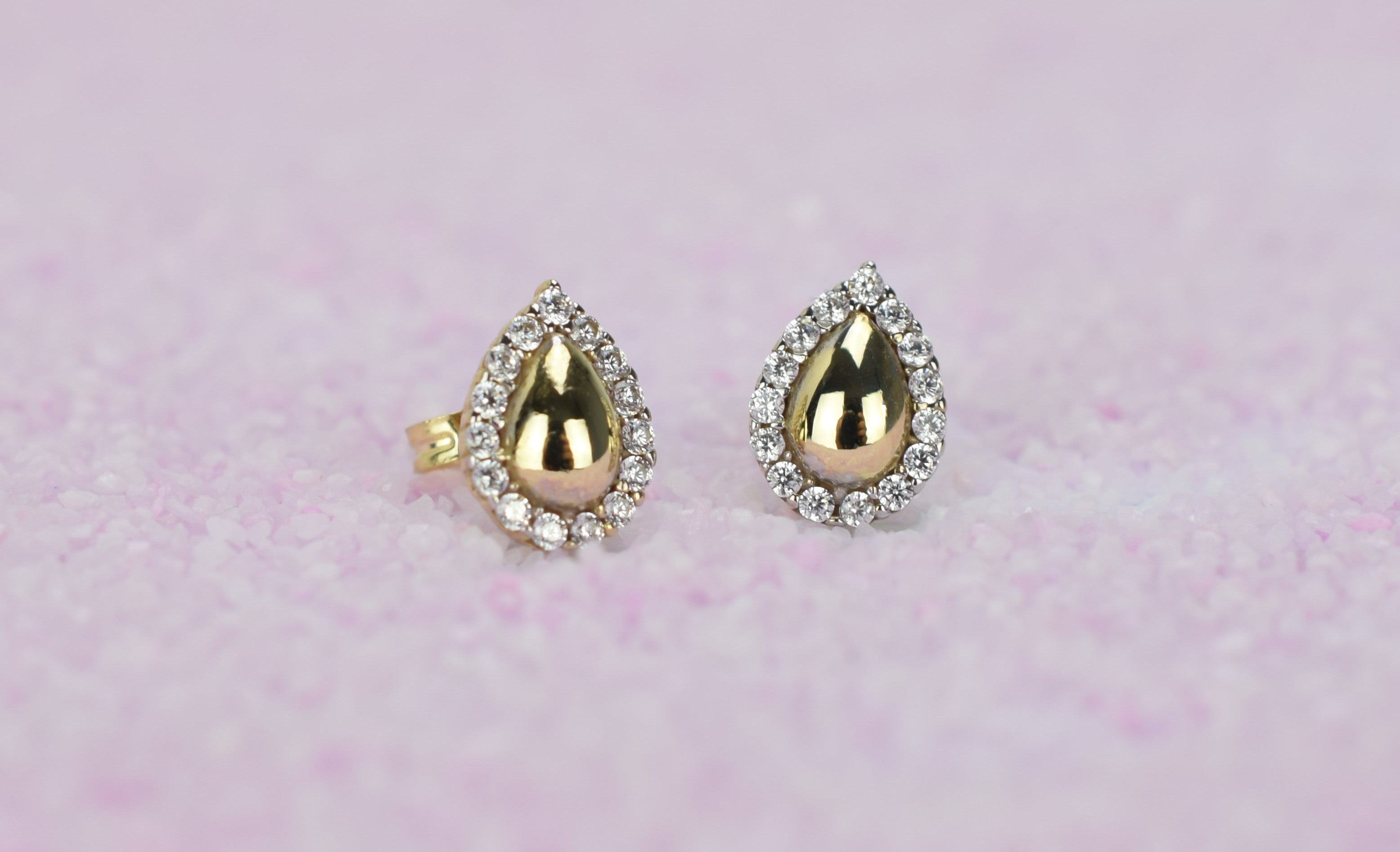 14k peer oorbellen, gouden oorbellen met stenen, 14 karaat druppel oorbellen, oorbellen met stenen, 14k oorbellen peer met stenen, halo oorbellen goud