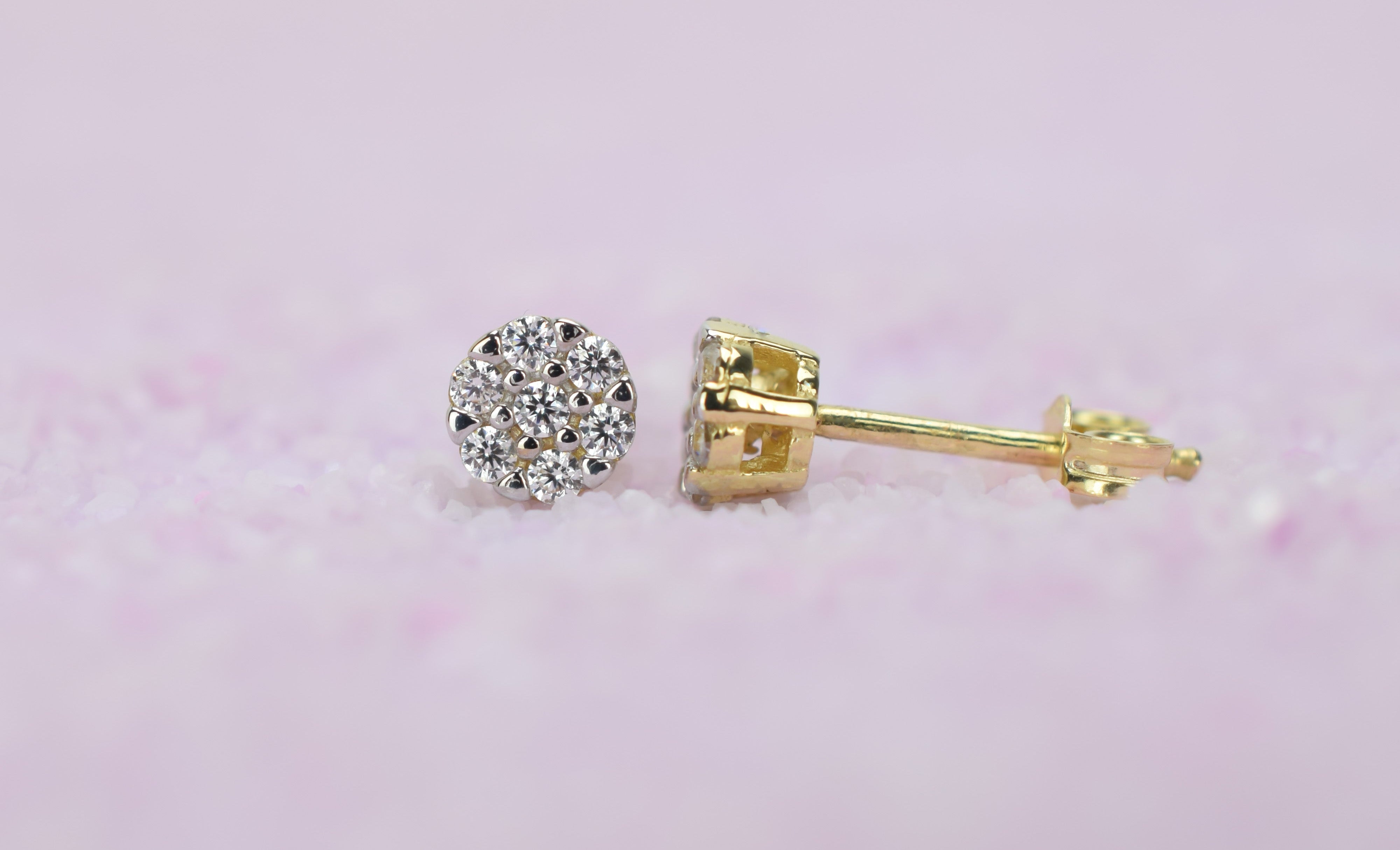 14 karaat gouden oorbellen, oorbellen goud, gouden bloemen oorbellen, oorbellen 14k bloemen, petite oorbellen goud, 14k oorbellen met stenen