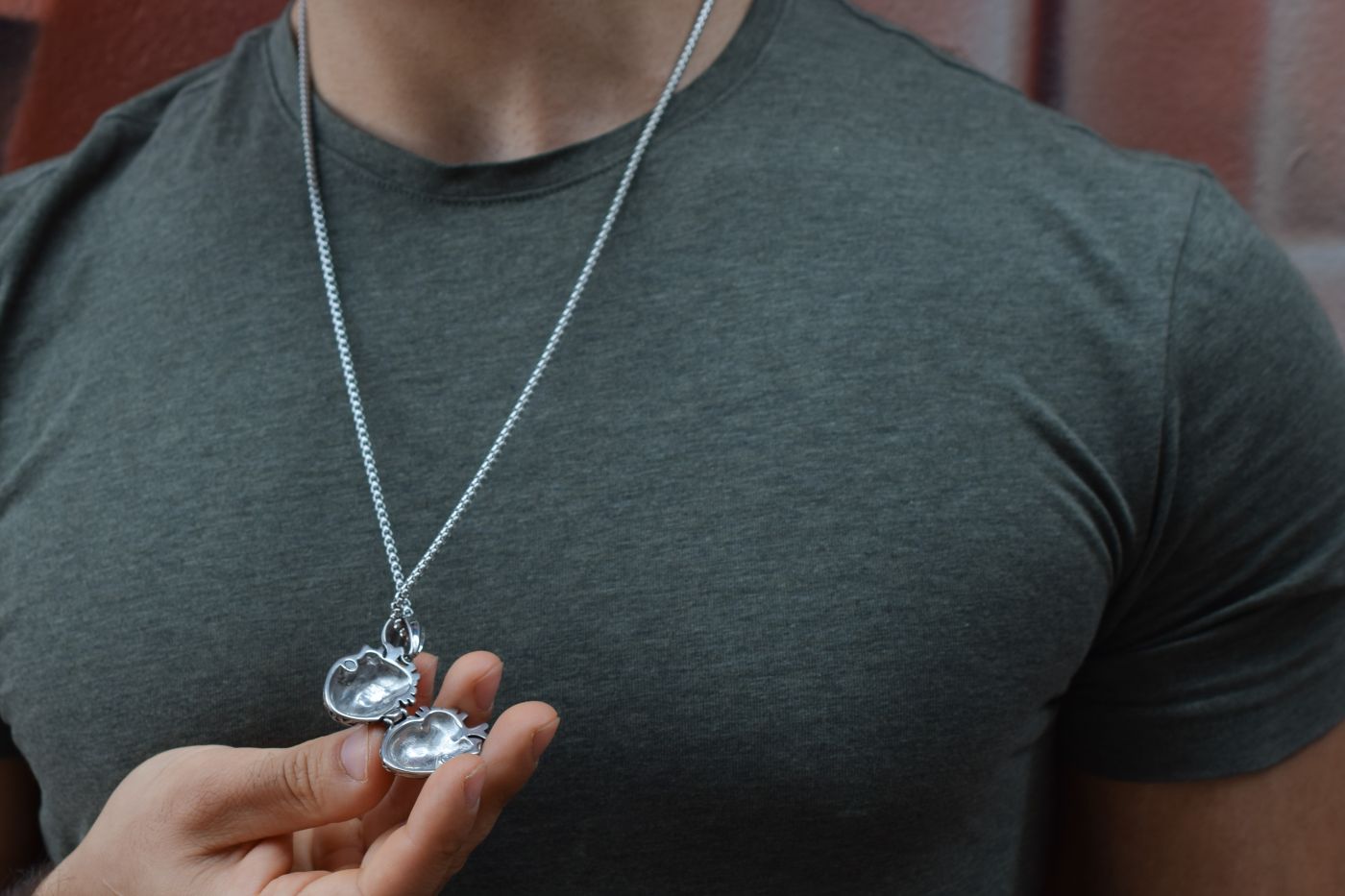 Medaillon hart ketting, ketting voo rmannen, zilveren ketting voor mannen, Medaillon hart voo rmannen, Medaillon ketting mannen, zwarte ketting voor mannen