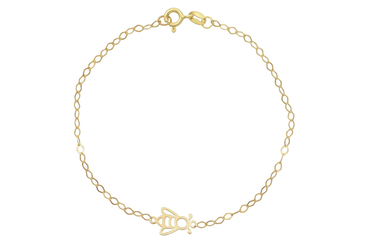 14k bijtje kinder armband, bijtje armband, schakelarmband 14k met een bijtje hanger, kinderarmband met dieren hanger, 14k armbanden voor moeder en kind