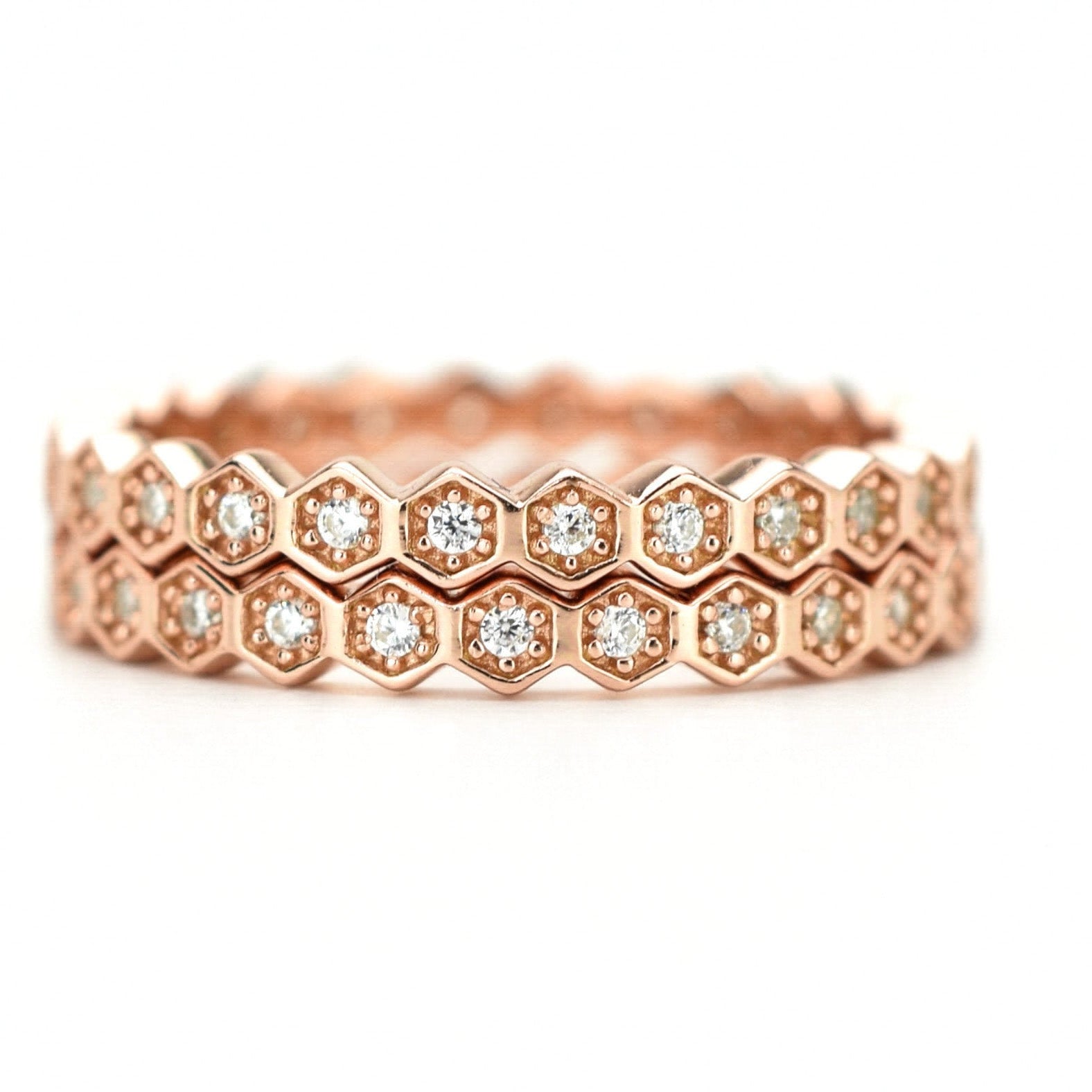 honingraat ring set, ringenset zilver, stapel ringen, aanschuifring zilver, honeycomb ring goud, aanschuifring rosegoud, unieke ringen