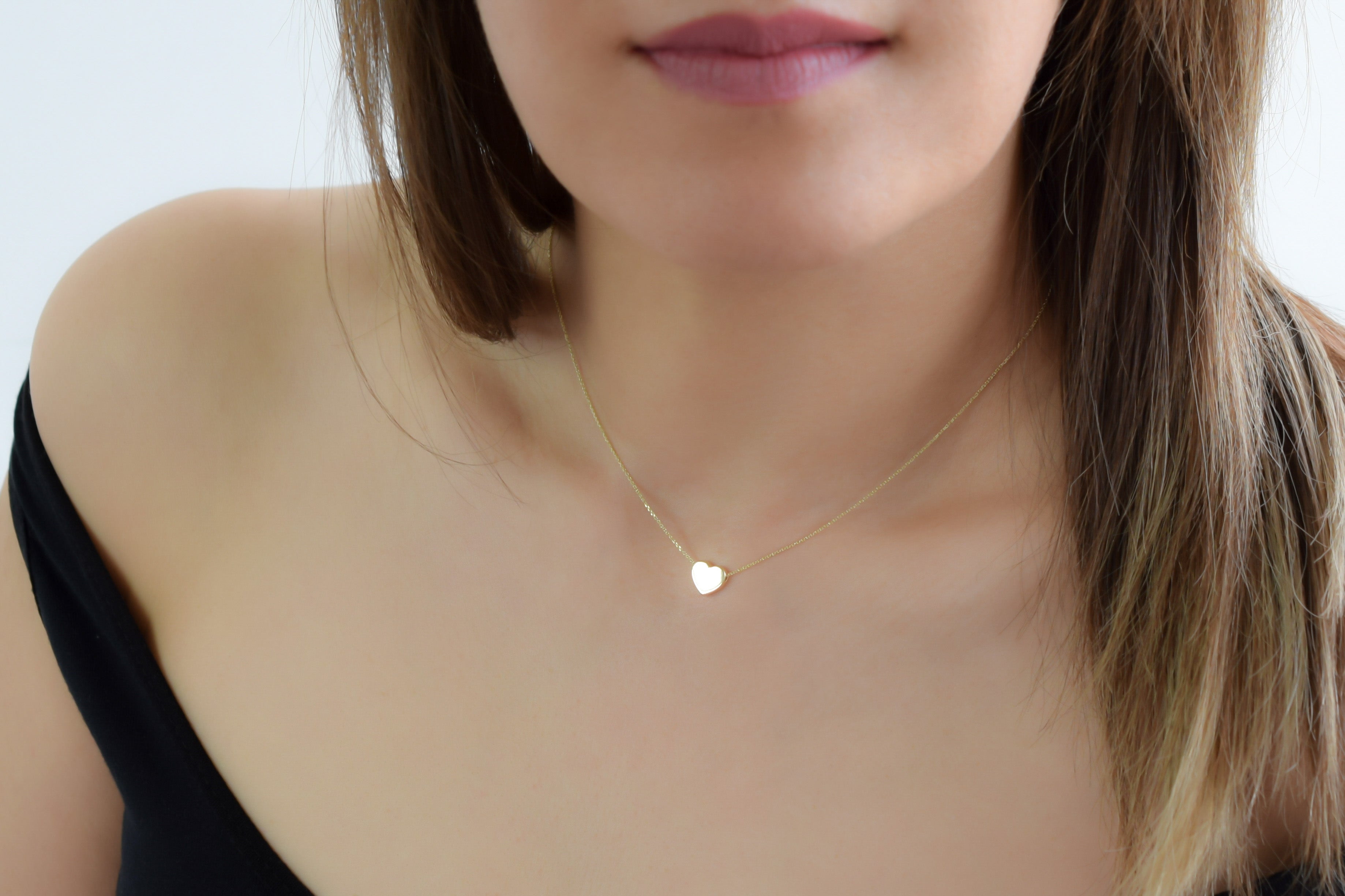 Goud ketting, 14 karaat gouden ketting, ketting 14k, harten dames ketting, kleine hart ketting, ketting met hartje 14 karaat, petite heart necklace, verstelbare kettingmet hart, hartjes ketting 14k, 14 karaat goud