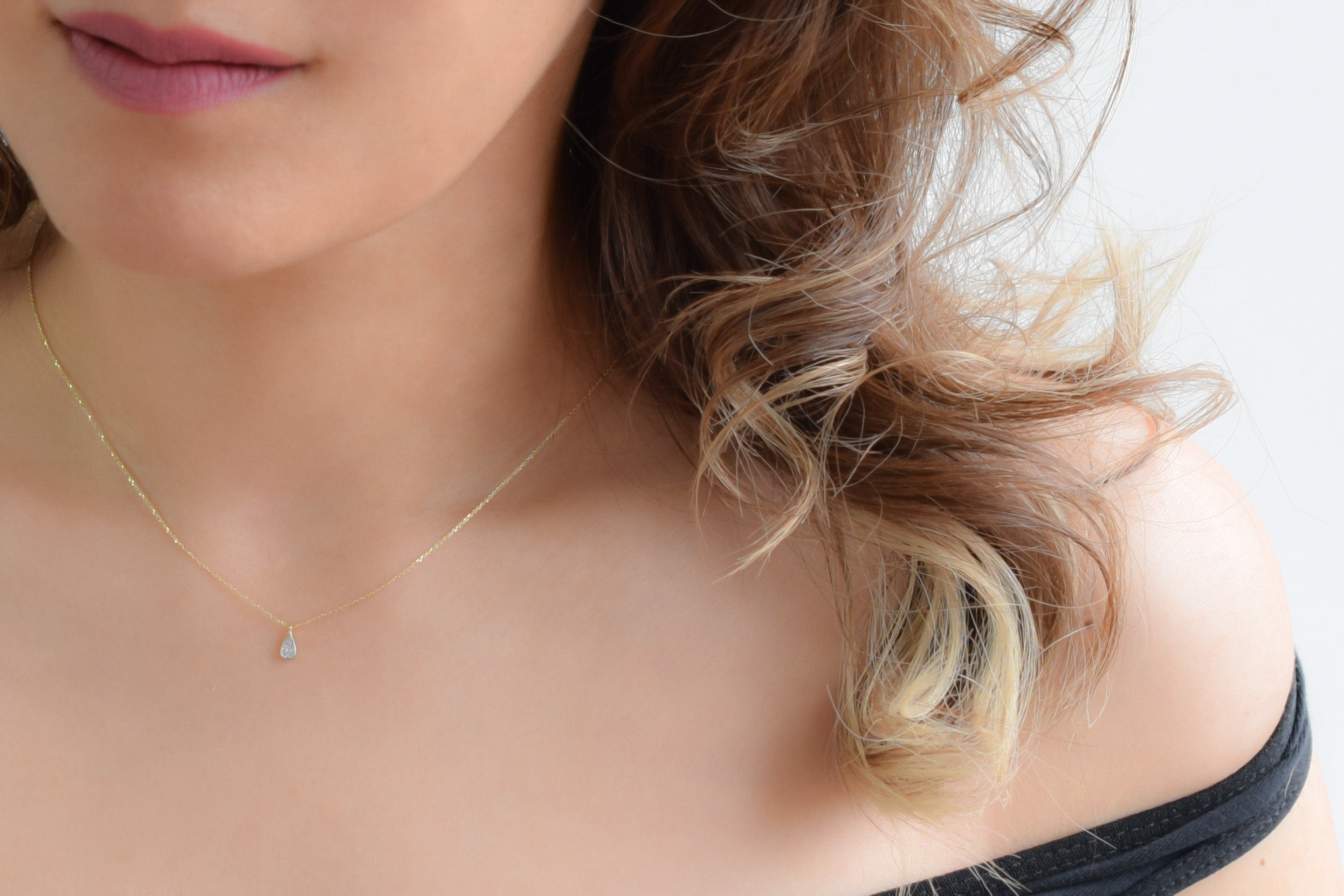 druppel ketting goud, gouden druppel ketting, 14k gouden petite ketting, ketting goud