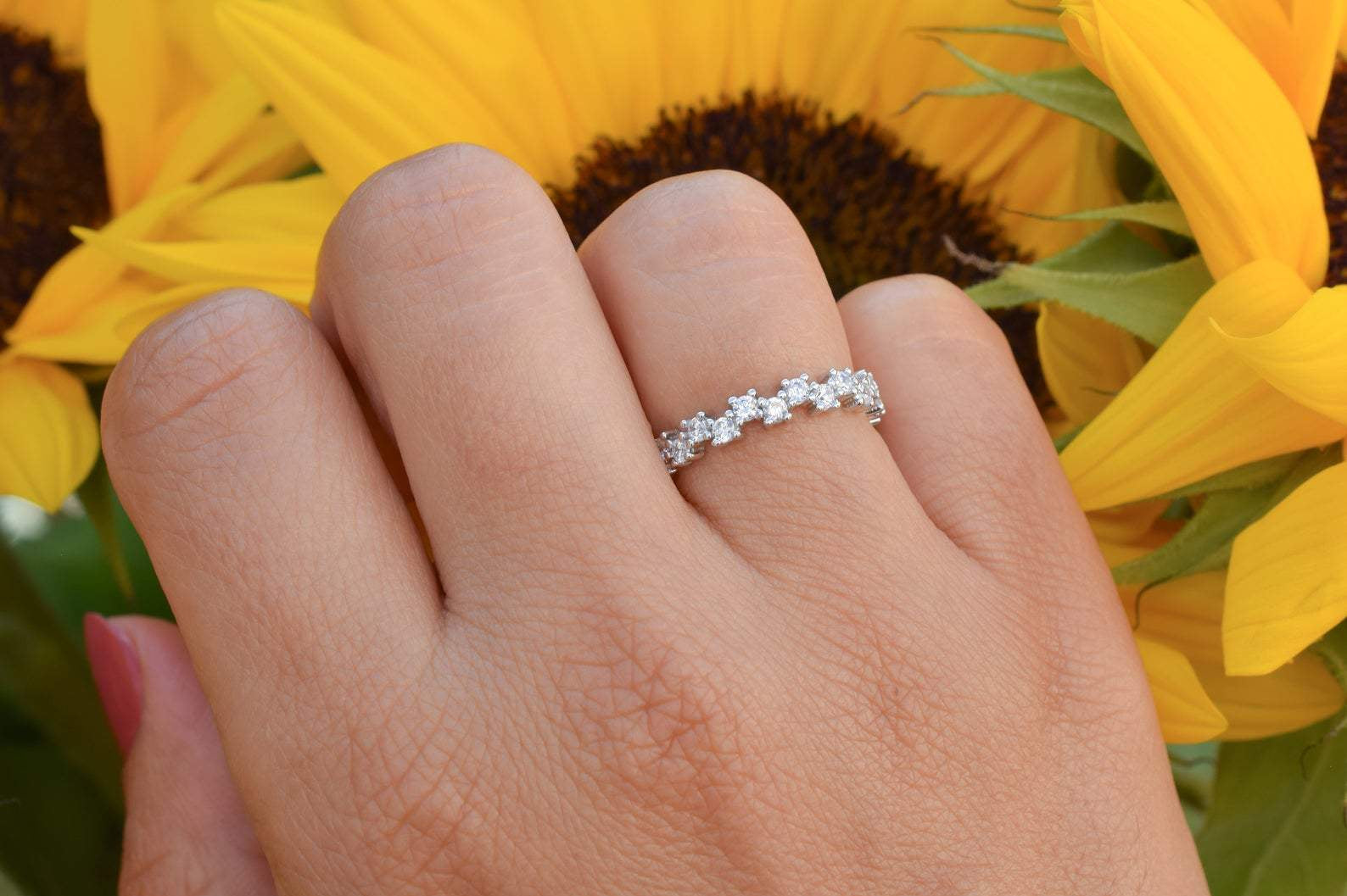 gouden ring, 18k goud, ring ban, stapel ring, half eternity ring, verlovingsring, aanschuif ring goud