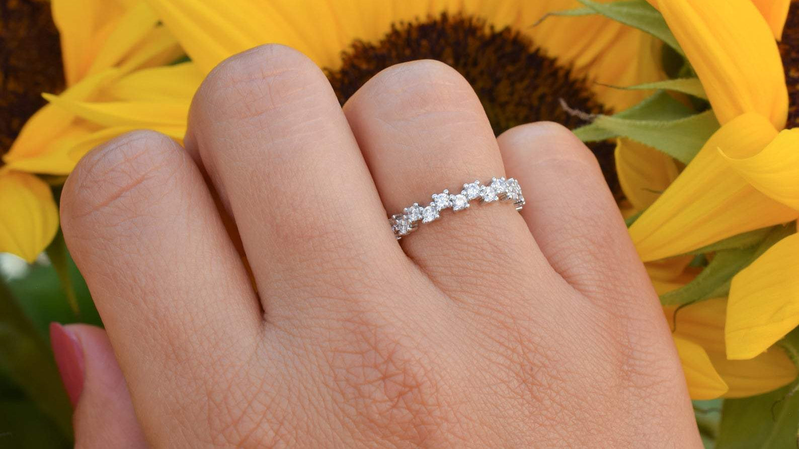 gouden ring, 18k goud, ring ban, stapel ring, half eternity ring, verlovingsring, aanschuif ring goud