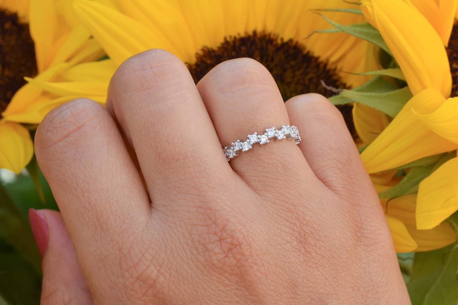 gouden ring, 18k goud, ring ban, stapel ring, half eternity ring, verlovingsring, aanschuif ring goud