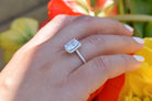 Vierkante ring zilver, zilveren vierkante ring, gouden vierkante ring, verlovingsring zilver, prinses ring zilver, ring met stenen, vierkante prinses ring
