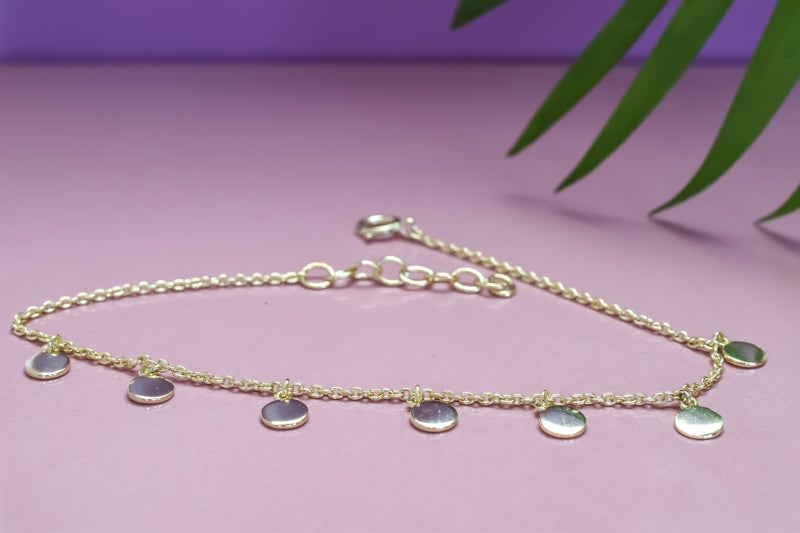 gouden armband met munten, munten armband, zilveren armband met muntjes, coin armband, armband met muntjes, hippe armband met gladde munten, armband met rondjes